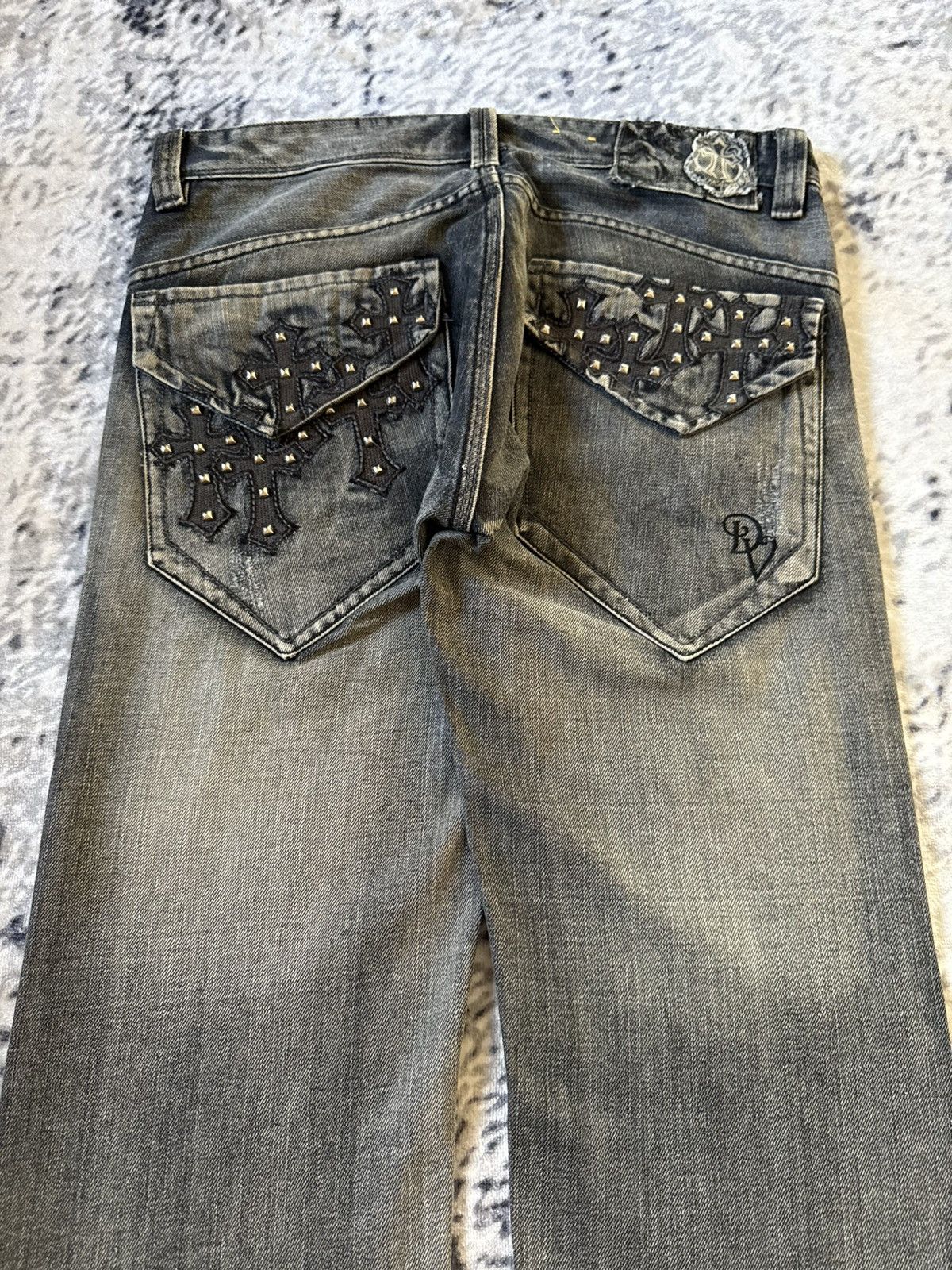 Japanese Brand ✝️ Embroidered Gothic Cross Gray Wash Jeans Pepe Brand Size US 32 / EU 48 - 3 Thumbnail