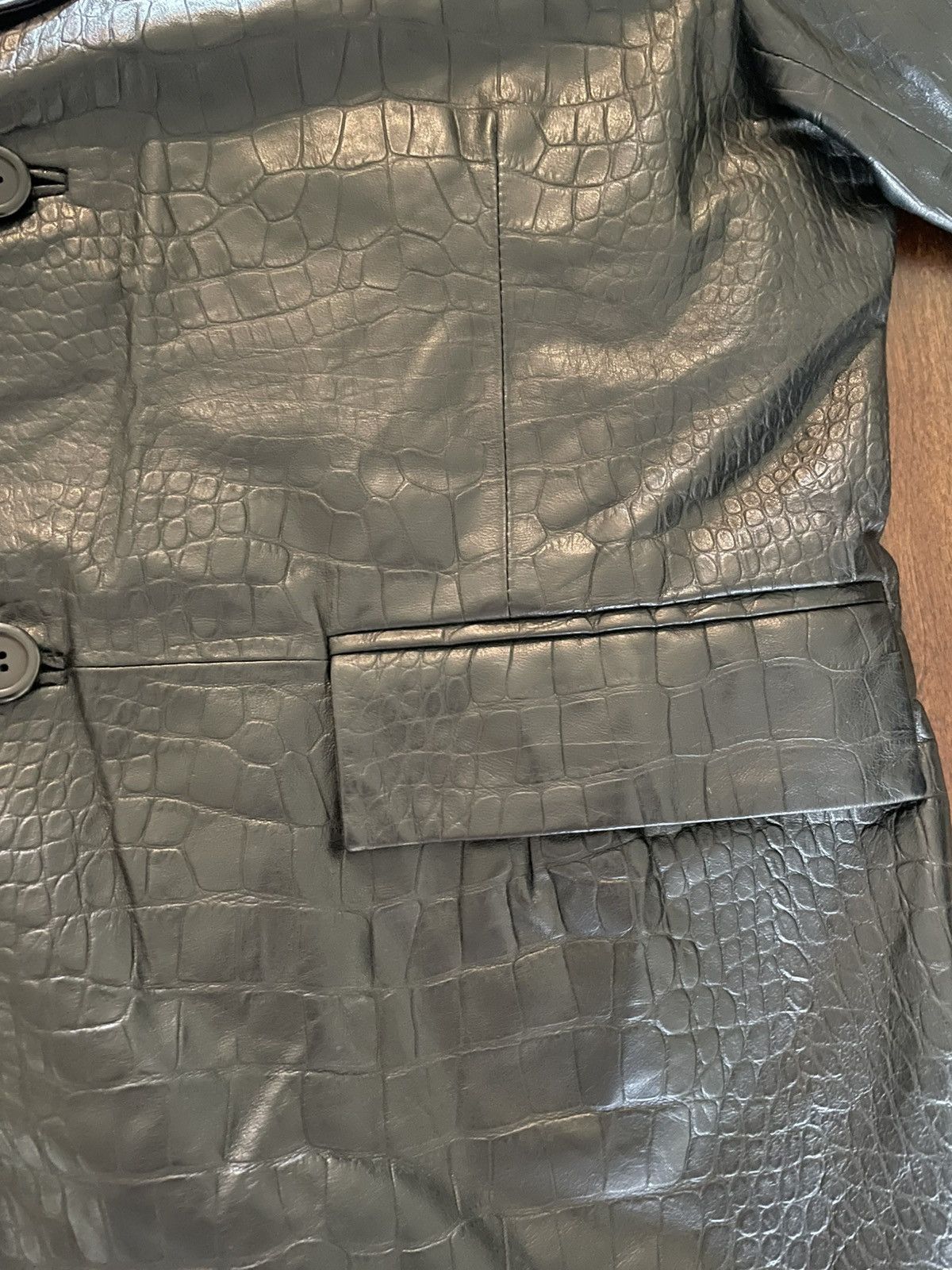 Sunflower Sunflower Croc Embossed Leather Blazer Size US L / EU 52-54 / 3 - 8 Thumbnail