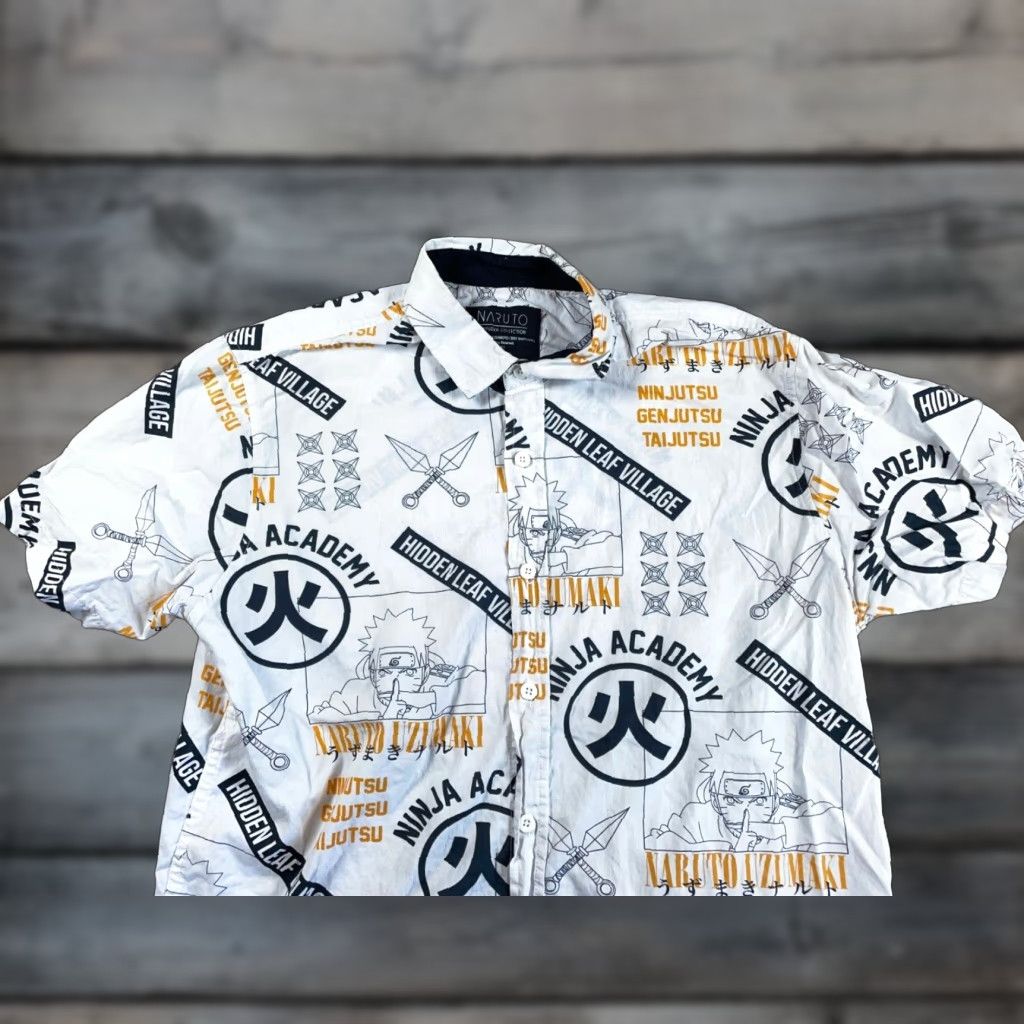 Vintage Naruto Shippuden AOP Shirt Adult Large White Anime Viz Media Ninja Academy Mens Size US L / EU 52-54 / 3 - 1 Thumbnail