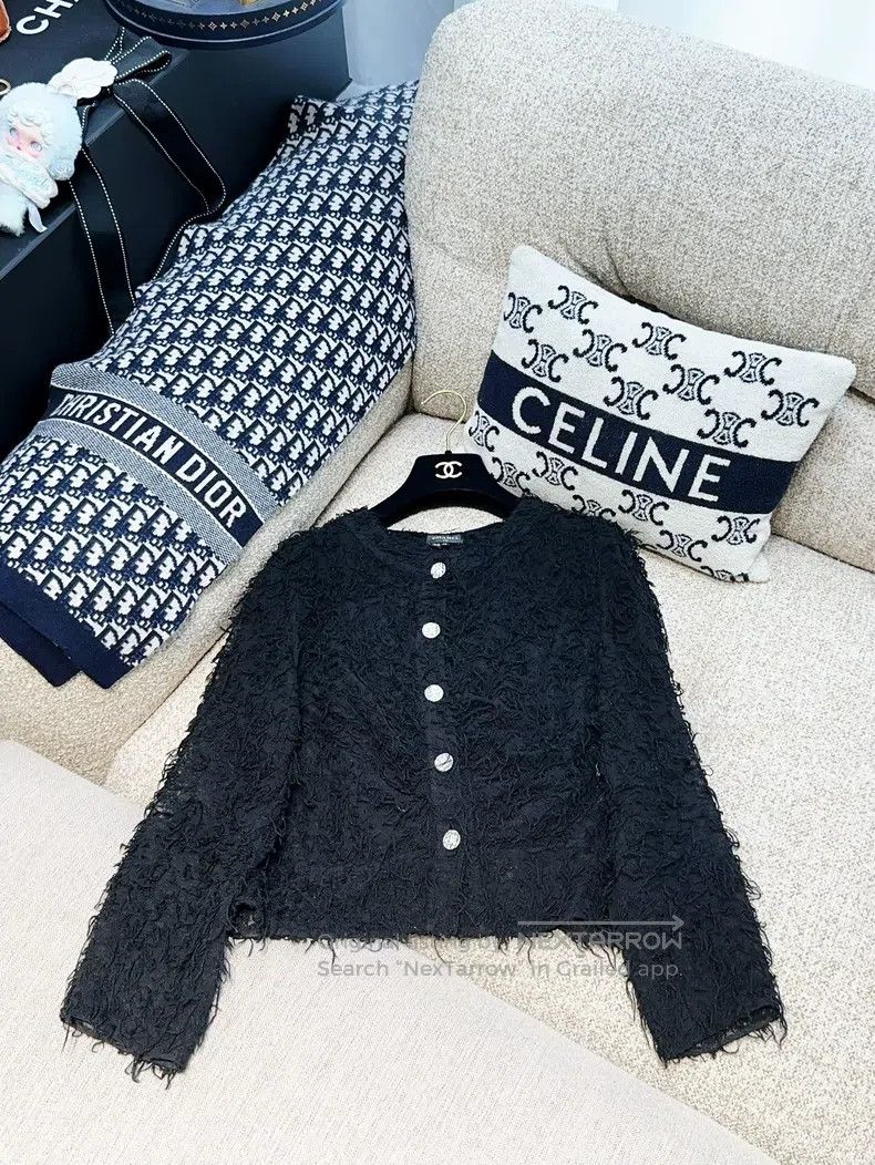 Chanel Chanel 22A black tassel diamond button long-sleeved jacket Size S / US 4 / IT 40 - 1 Thumbnail