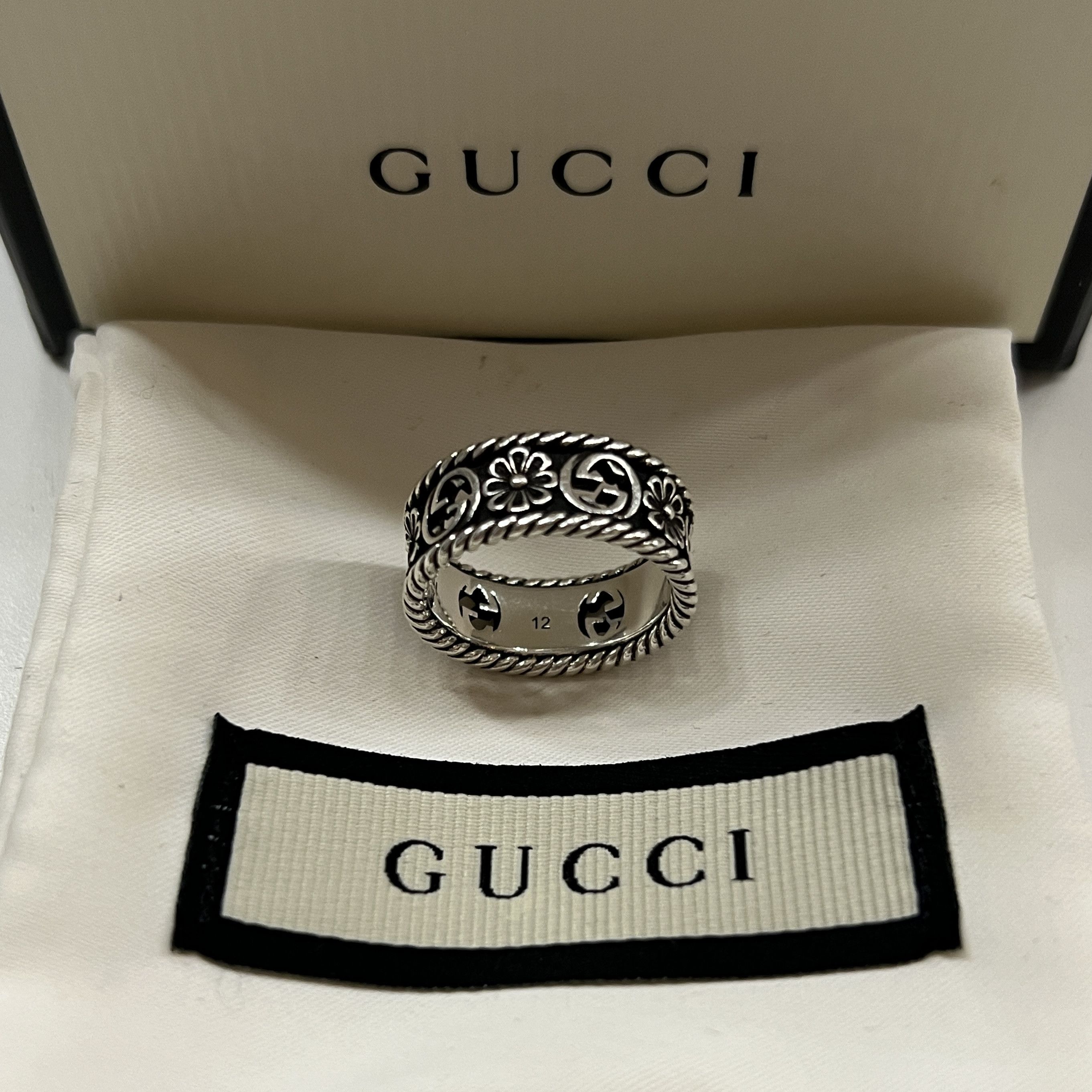 Gucci Gucci Sterling Silver Interlocking G Flower Band Ring Size 6 Size ONE SIZE - 4 Thumbnail