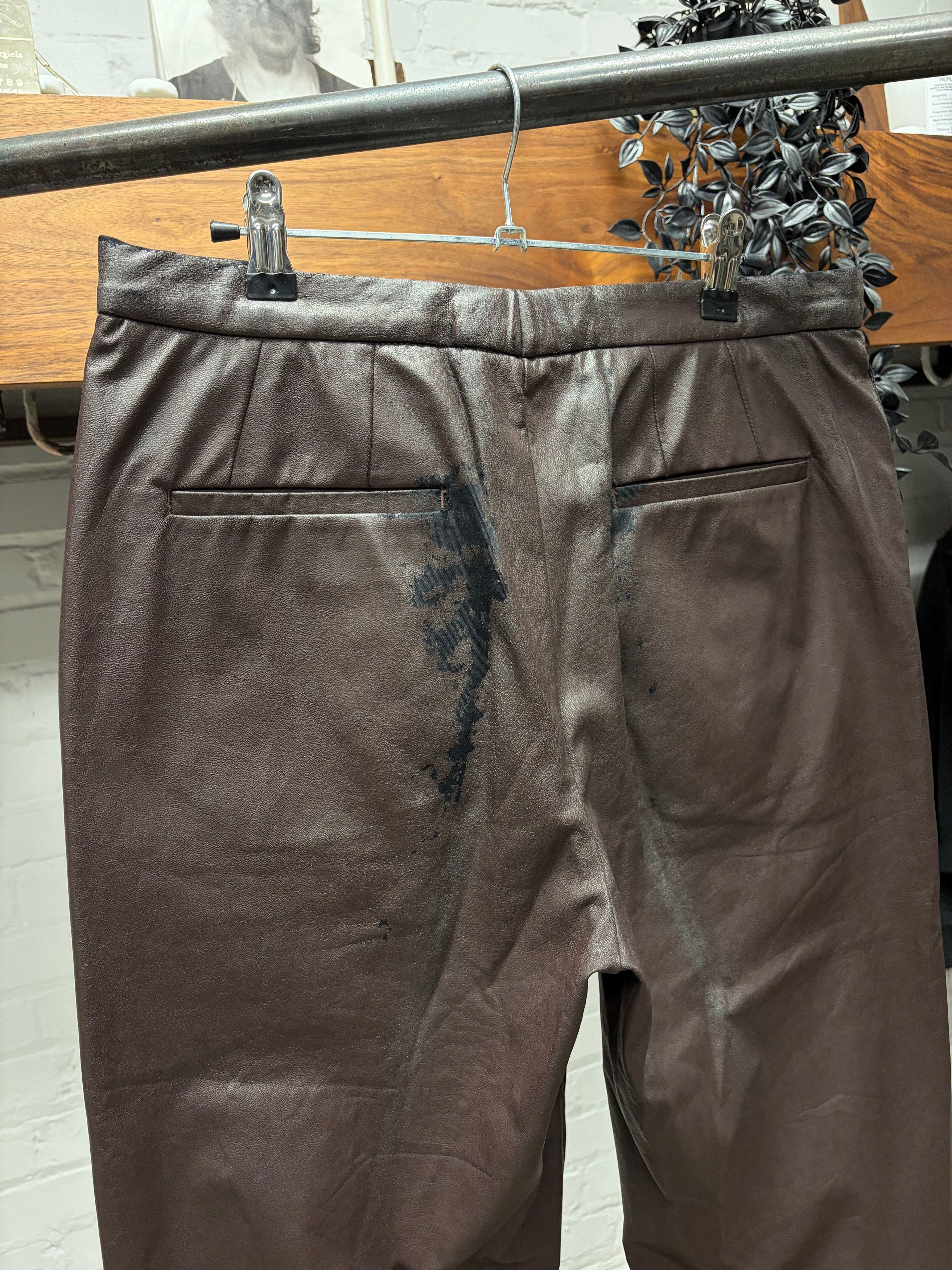 Raf Simons AW2001 Raf Simons ‘Riot Riot Riot’ Brown Lambskin Leather Pants Size US 32 / EU 48 - 5 Thumbnail