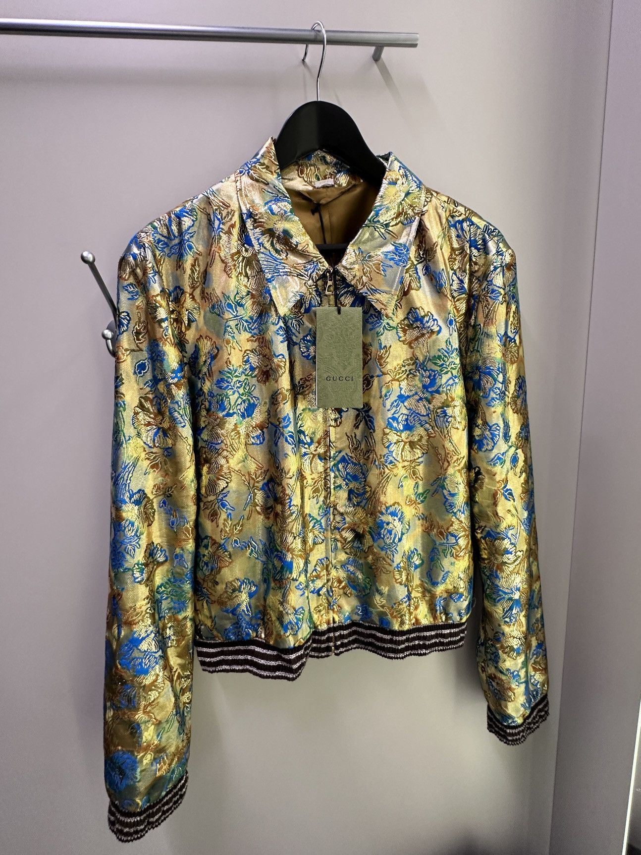 Gucci Gucci Embroidered Love Parade Metallic Silk Bomber Jacket Size US M / EU 48-50 / 2 - 2 Thumbnail