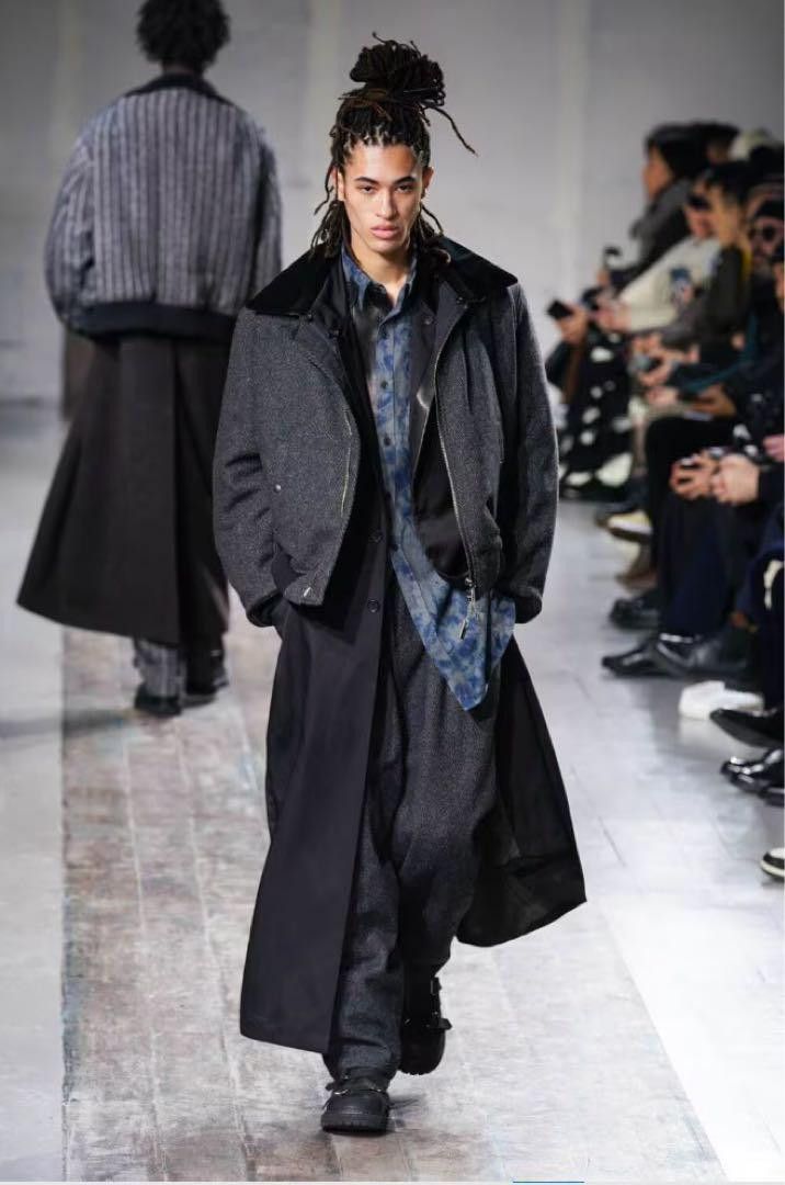 Yohji Yamamoto POUR HOMME 24aw LEATHER COLLAR LONG JACKET Size US M / EU 48-50 / 2 - 2 Thumbnail