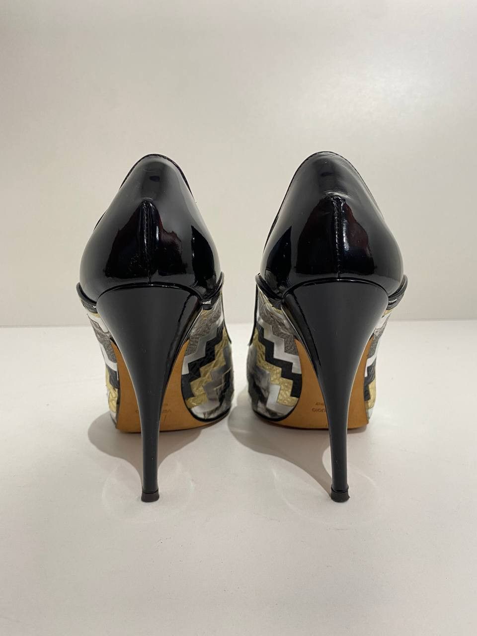 Giuseppe Zanotti Giuseppe Zanotti Zigzag Patent Leather Flash High Heels Size US 7 / IT 37 - 8 Thumbnail
