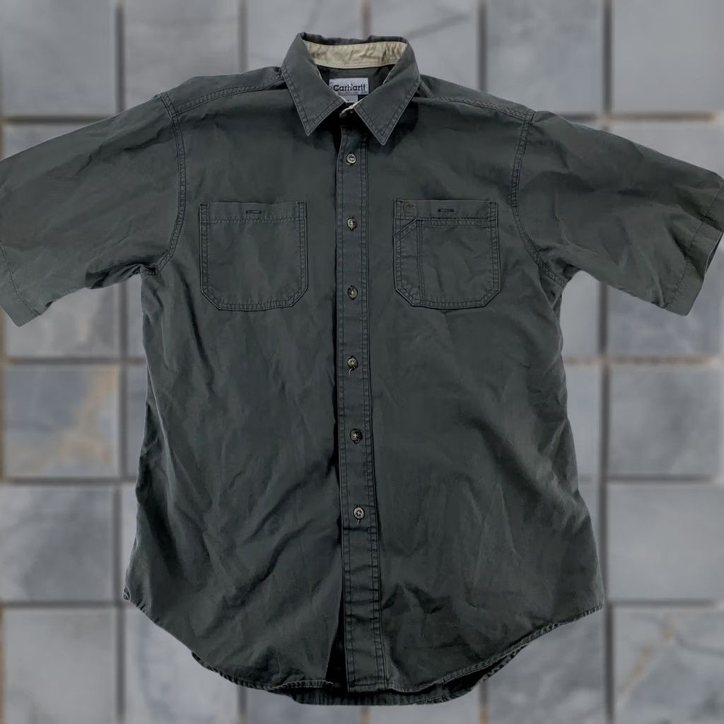Carhartt Carhartt Shirt Mens Large Green Short Sleeve Button-Up Pockets Workwear Outdoors Size US L / EU 52-54 / 3 - 1 Thumbnail