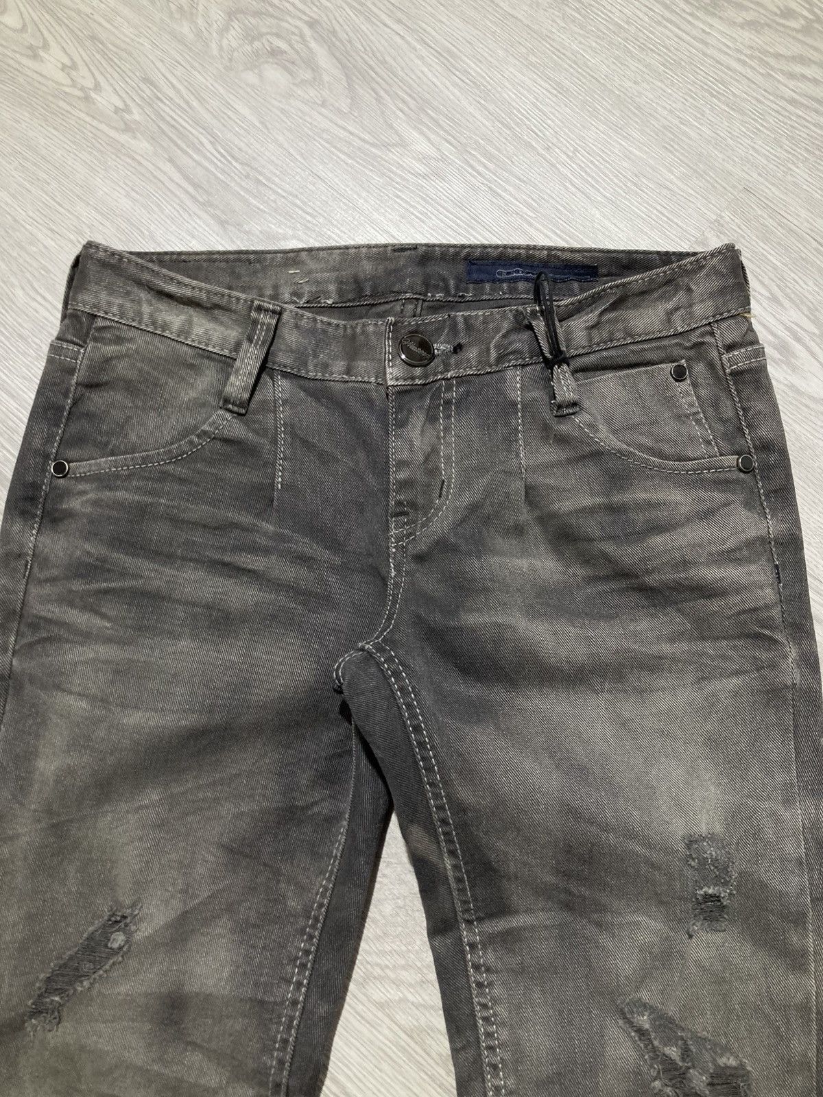 Tornado Mart 2000s Crown Denim Ripped Clawmark Denim Jeans Punk Gothic Size US 27 - 16 Thumbnail