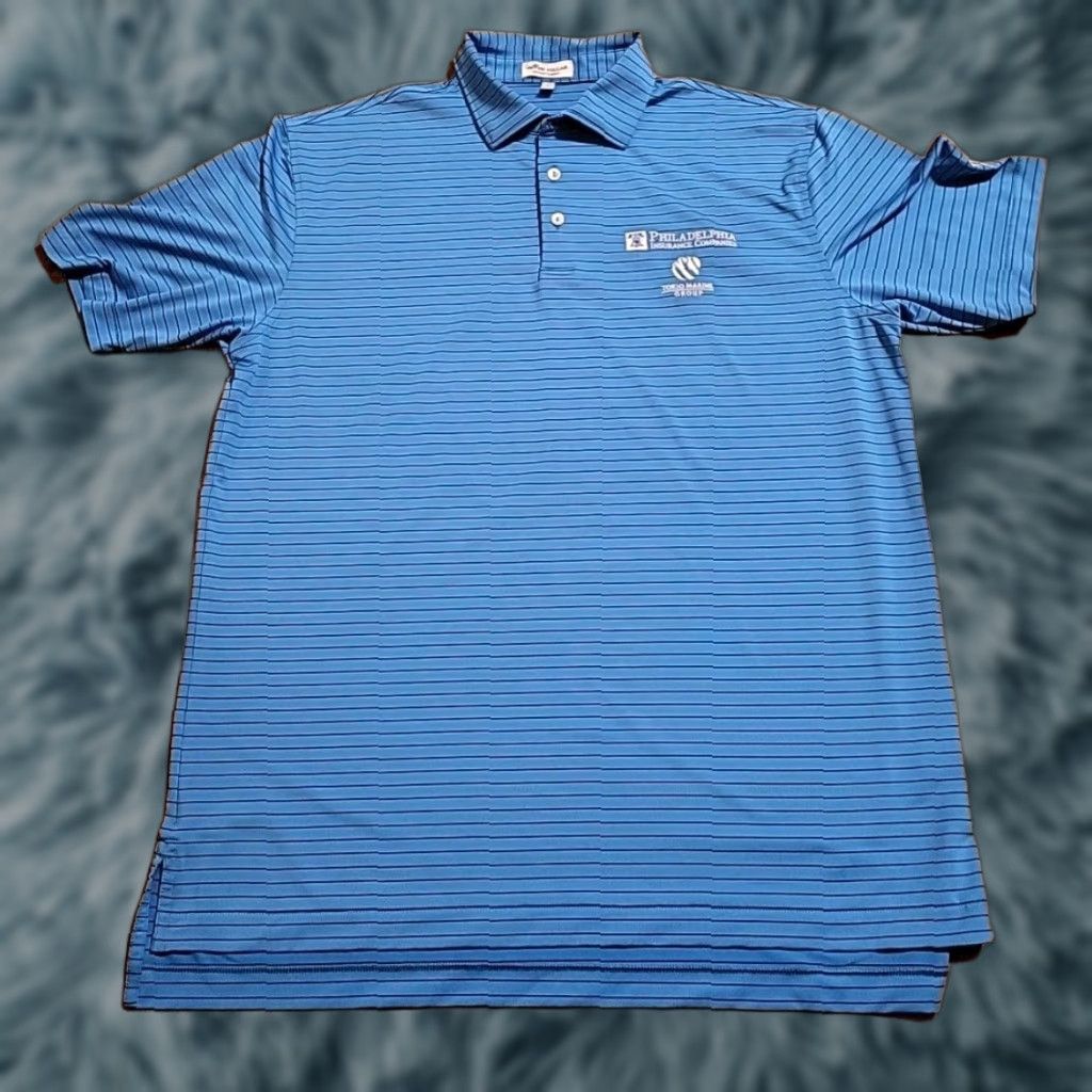 Peter Millar Peter Millar Summer Comfort Polo Shirt LG Blue Striped Short Sleeve Collared Golf Insurance Embroidered Logo Mens L Size US L / EU 52-54 / 3 - 1 Thumbnail
