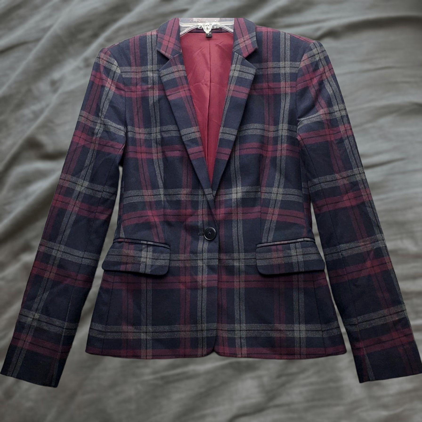 Express Express Blazer Womens 0 Multicolor Plaid Lined Single Breasted Notch Lapel One Button Blazer Jacket Mens? Size XS / US 0-2 / IT 36-38 - 1 Thumbnail