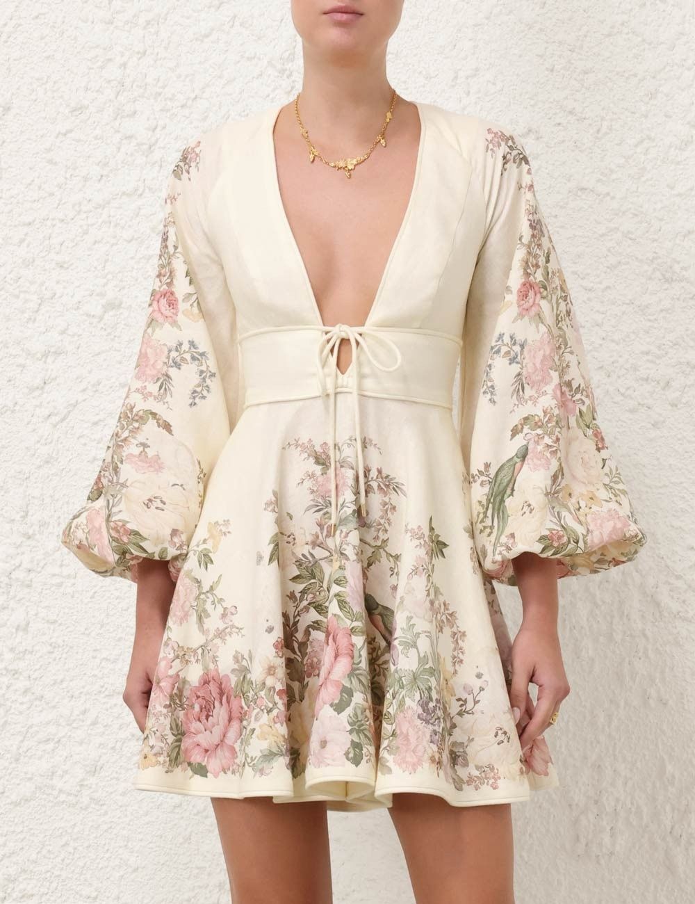 Zimmermann oc11z0525 Waverly Plunge Mini Dress in Multicolor Size XS / US 0-2 / IT 36-38 - 2 Thumbnail