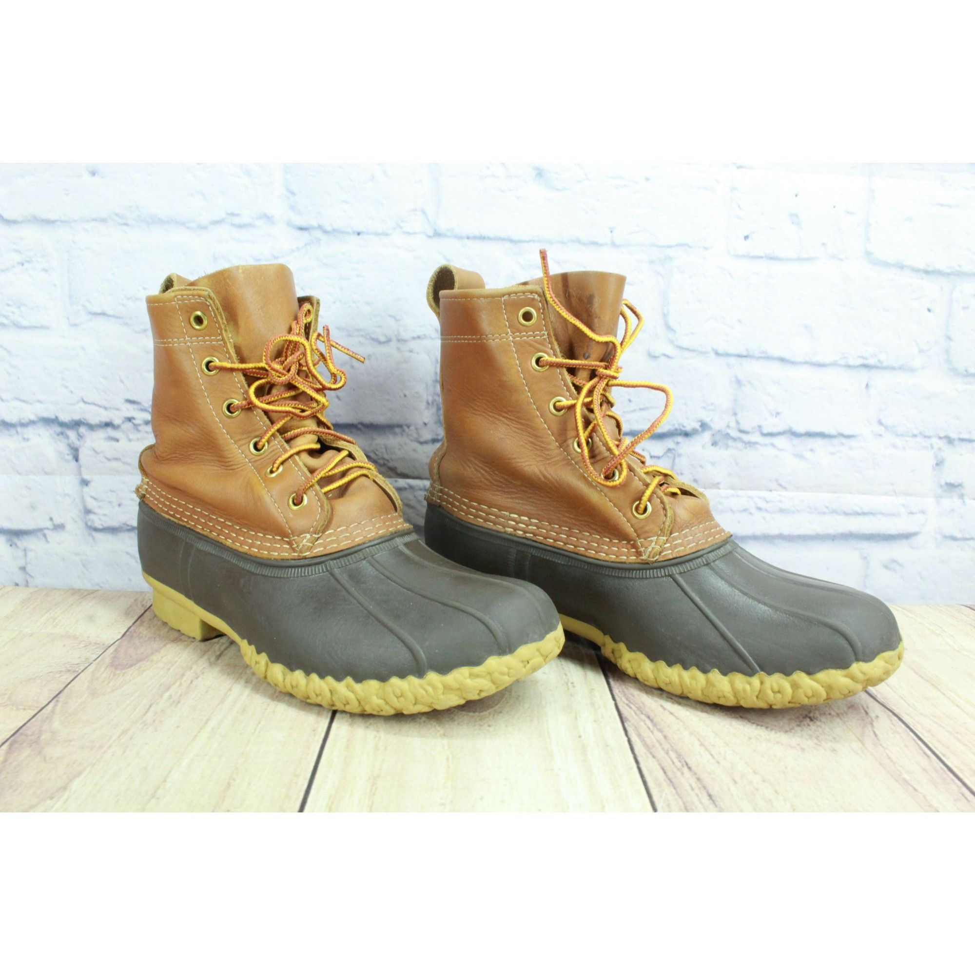L.L. Bean LL Bean Women’s Brown Leather Lace-Up Duck Boots Size US 9 / IT 39 - 3 Thumbnail