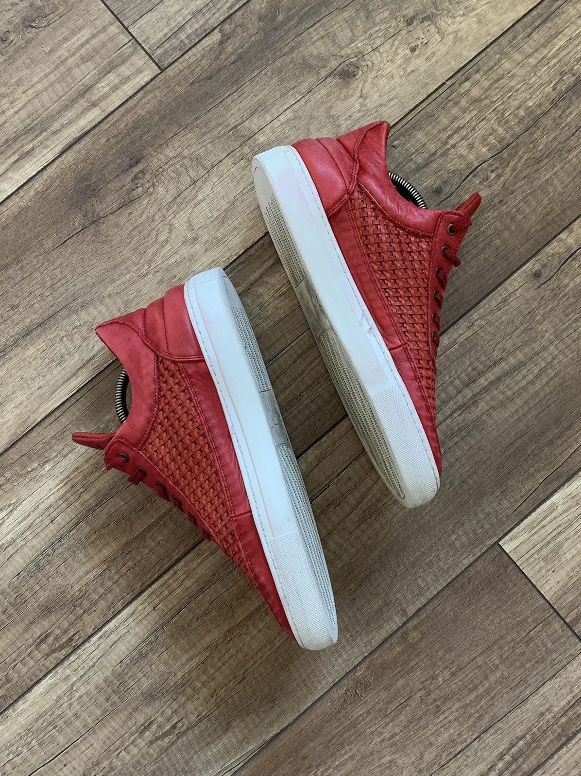 Filling Pieces Filling Pieces High Mid Top Red Leather Sneakers Shoes Size US 9.5 / EU 42-43 - 4 Thumbnail