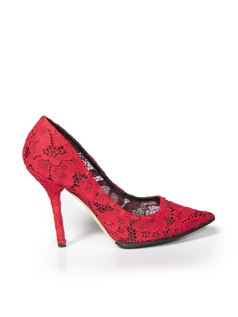 Dolce & Gabbana Red Lace Pointed Toe Heels | Grailed