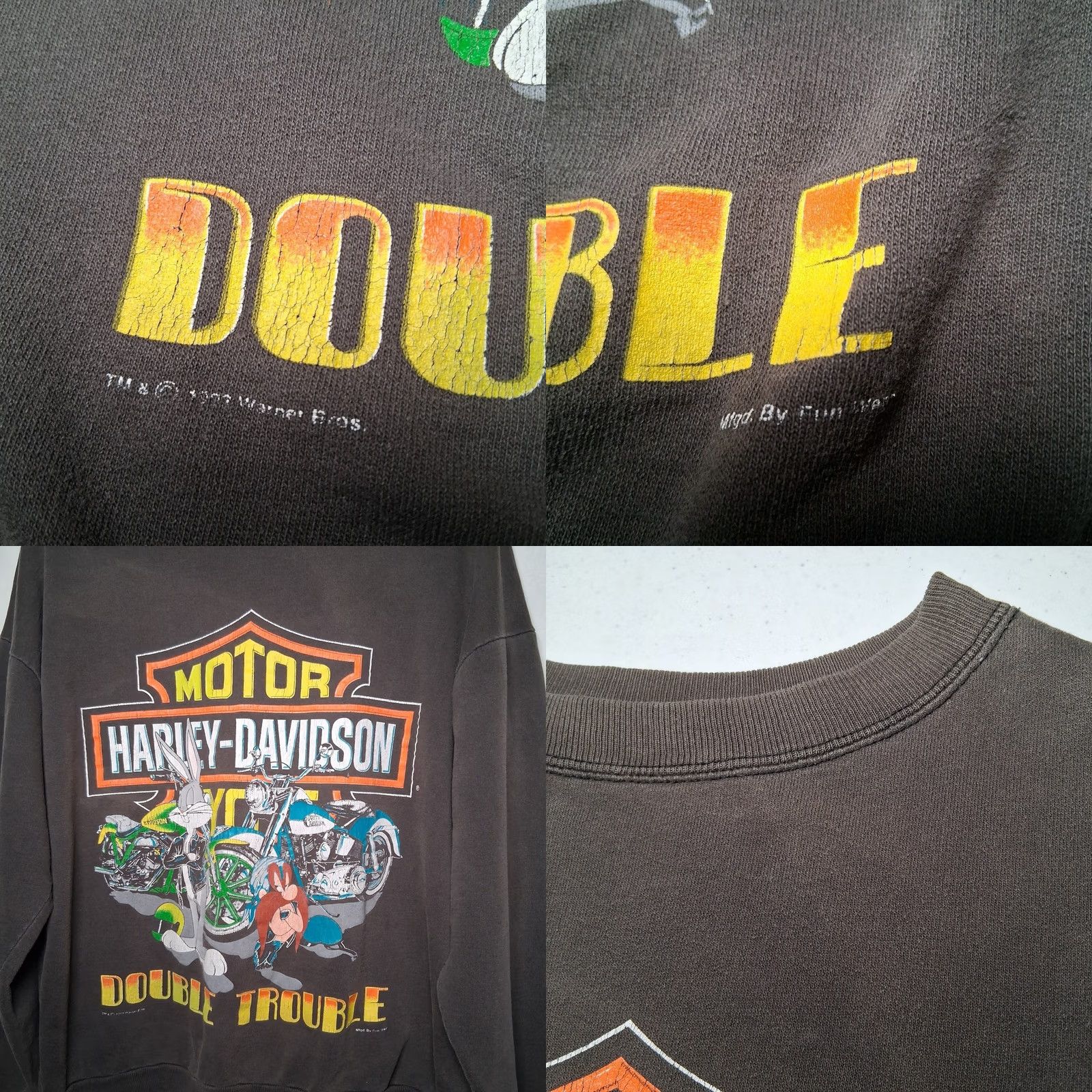 Harley Davidson Harley-Davidson Sweatshirt Large Black Distressed Bugs Bunny Yosemite Sam Vintage Crewneck Pullover Men Winter Fall Spring Graphic Size US L / EU 52-54 / 3 - 11 Thumbnail
