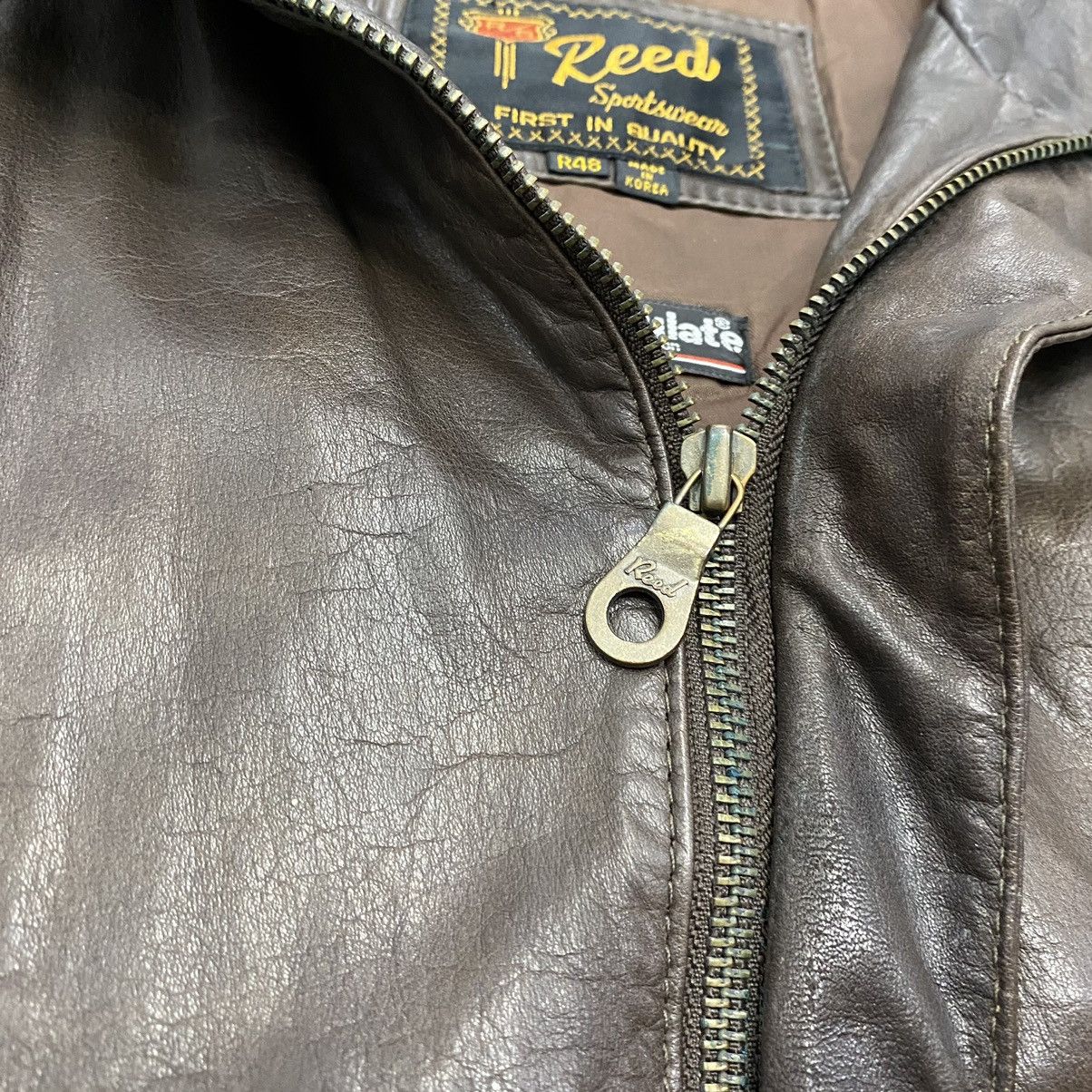 Reed × Vintage Vtg 80s 90s Reed Sportswear Brown Leather Jacket Moto Biker Size US XL / EU 56 / 4 - 5 Thumbnail