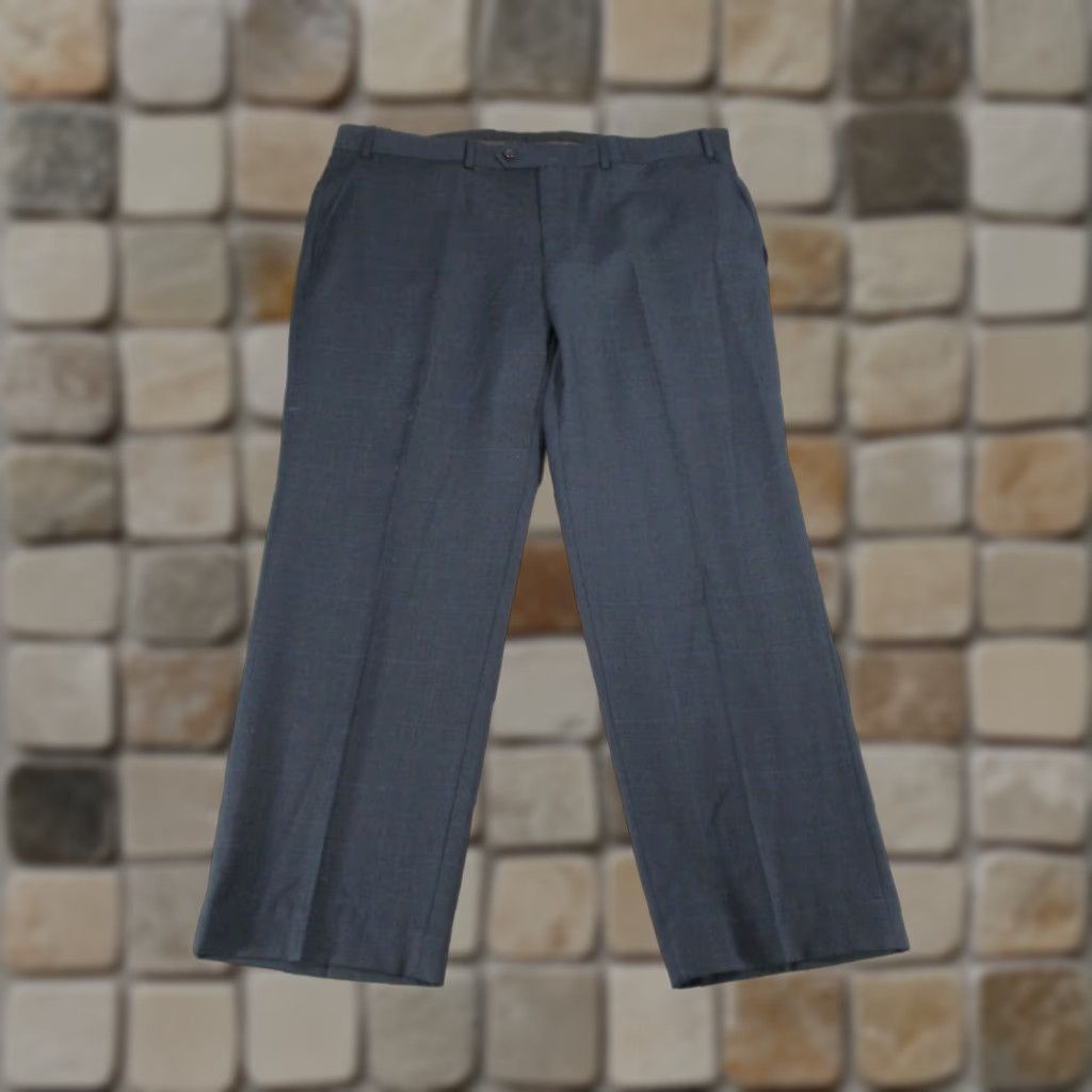 Ralph Lauren VINTAGE Lauren Ralph Lauren Dress Pants 40 Gray Blue Windowpane Check Wool Regular Fit 40X28 Mens Size US 40 / EU 56 - 1 Thumbnail