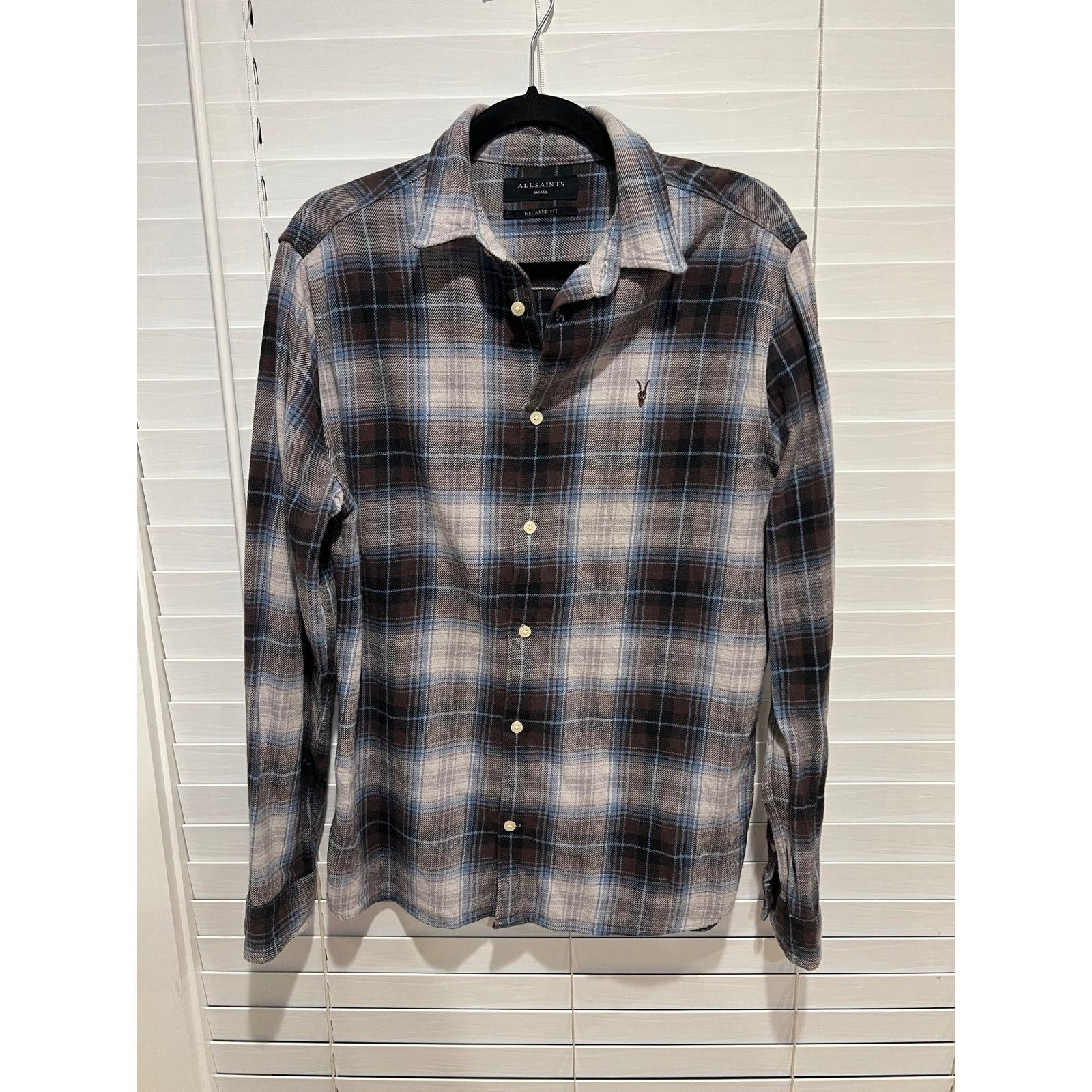 Allsaints ALLSAINTS Men's Small Plaid Flannel Shirt Relaxed Fit Long S Size US S / EU 44-46 / 1 - 1 Thumbnail