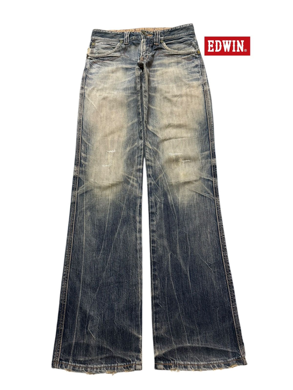 Edwin Vintage 90s Japan Edwin 503 Blue Faded Mud Wash Wide Leg Size US 30 / EU 46 - 1 Thumbnail