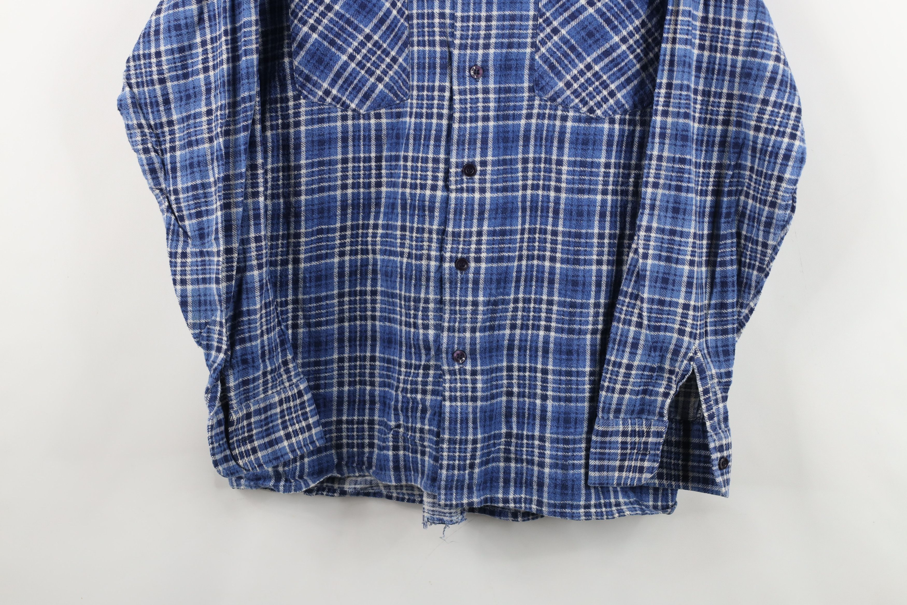 Dickies Vintage 70s Dickies Flannel Collared Button Shirt Blue Plaid Size US M / EU 48-50 / 2 - 3 Thumbnail