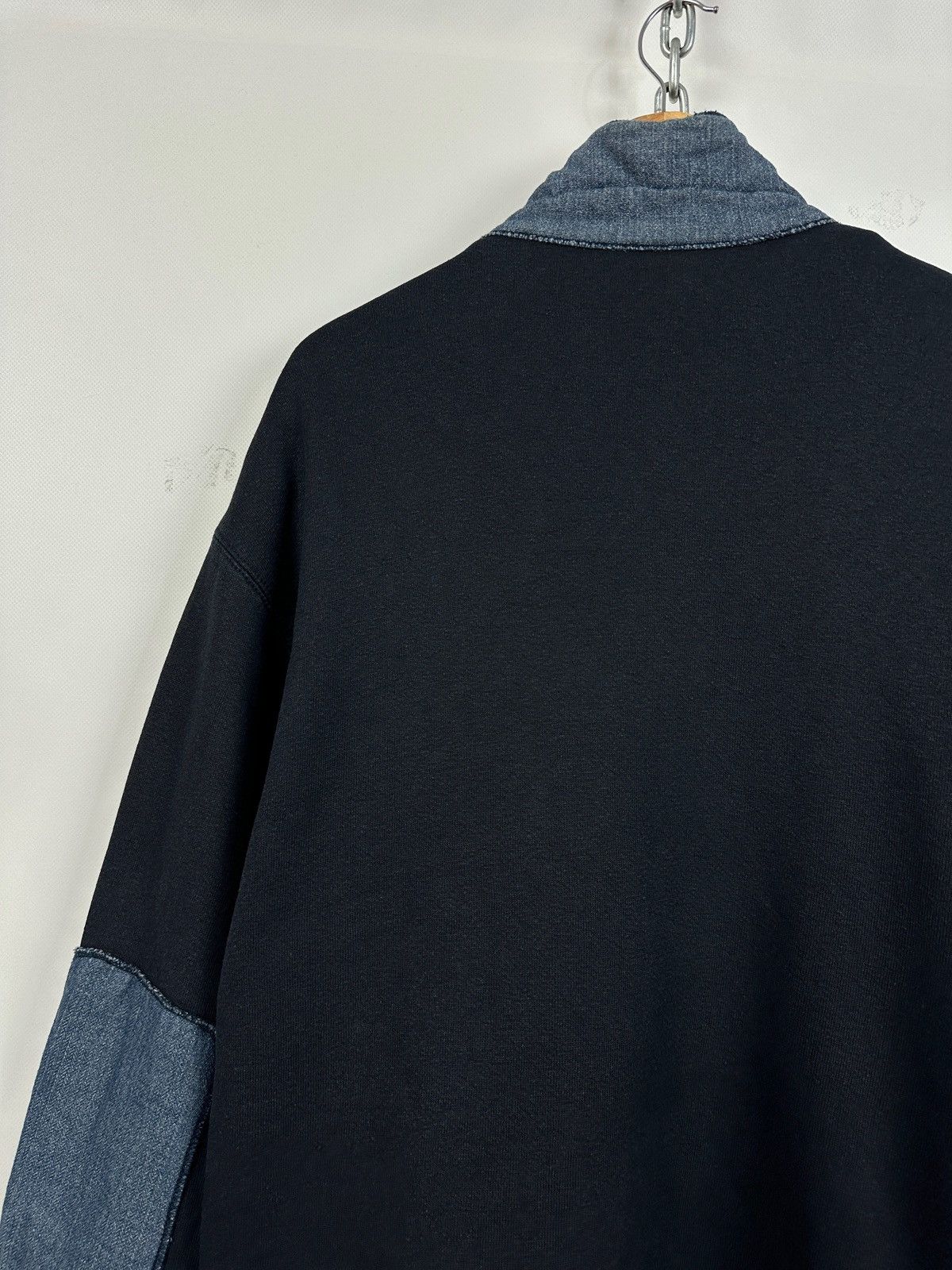 Armani 90s Vintage Armani Jeans Patchwork Hemp/Cotton Navy Jacket Size US XL / EU 56 / 4 - 16 Thumbnail