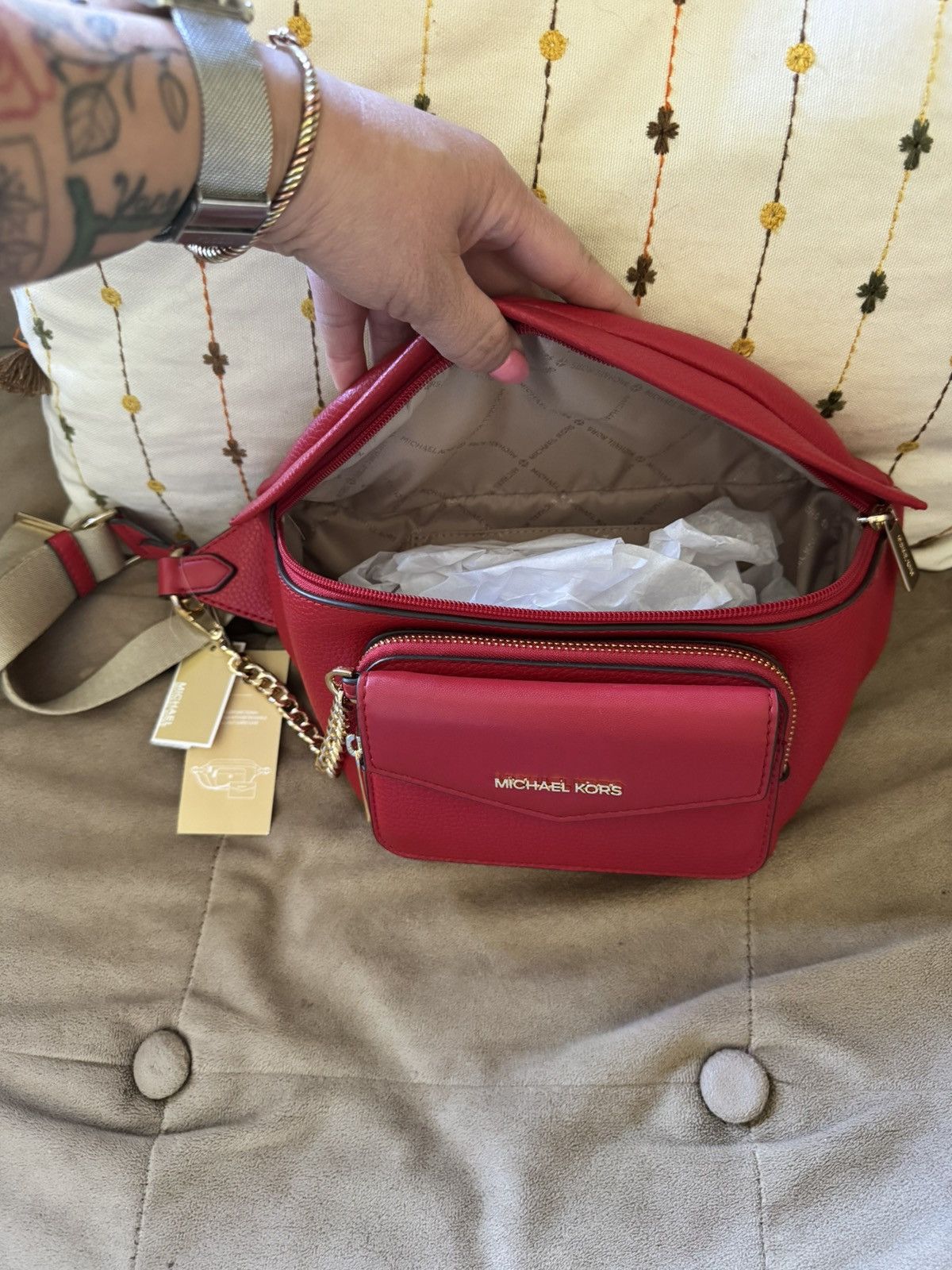 Michael Kors Michael Kors Red Leather Crossbody Belt Bag Size ONE SIZE - 4 Thumbnail