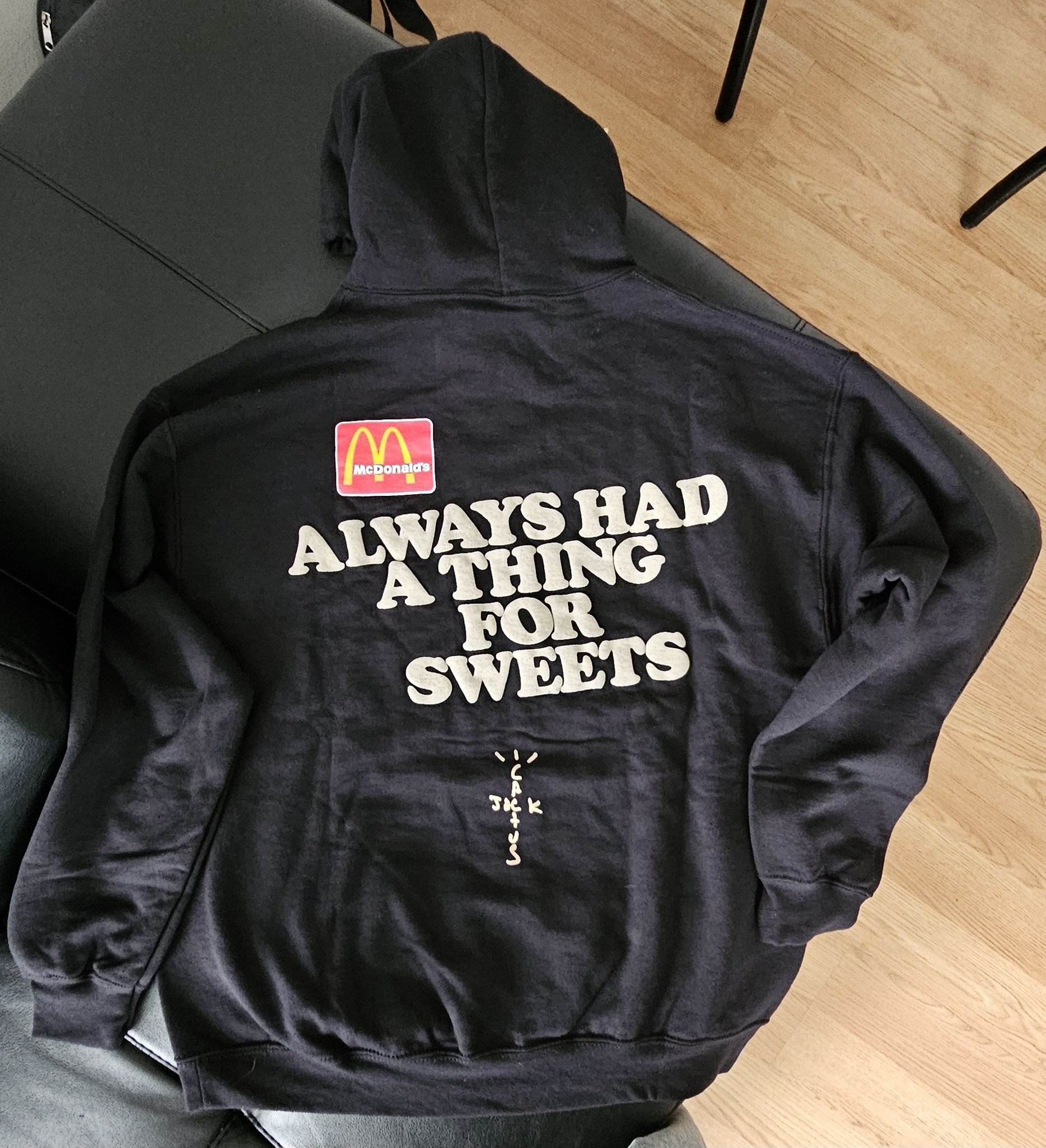 Travis scott x mcdonald's apple pie hoodie washed black hotsell