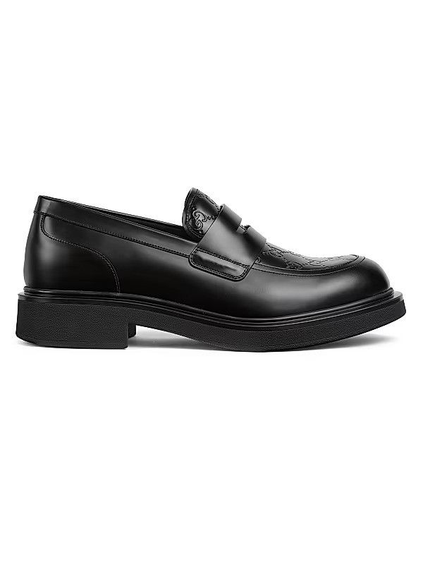 Gucci os11x0526 Enki GG Leather Platform Loafers in Black Size US 11 / EU 44 - 1 Thumbnail