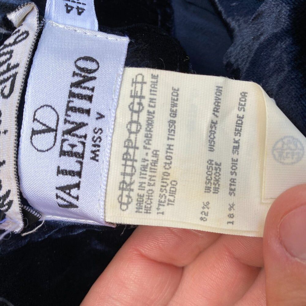 Valentino Vintage 90s Valentino Miss V Velour Silk Velvet Designer Pa Size 27" / US 4 / IT 40 - 8 Thumbnail