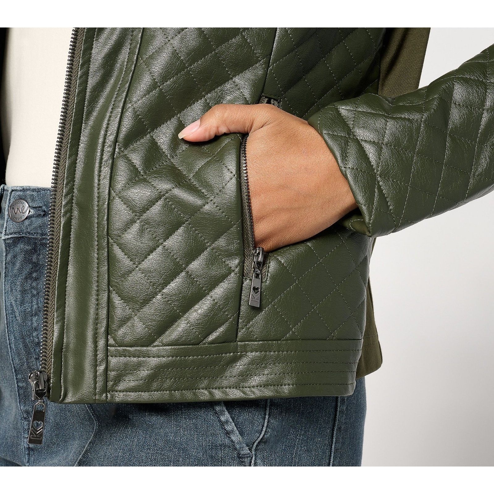 Ever Belle by Kim Gravel Faux Leather & Ponte Zip Jackt S A666951 Size S / US 4 / IT 40 - 4 Thumbnail