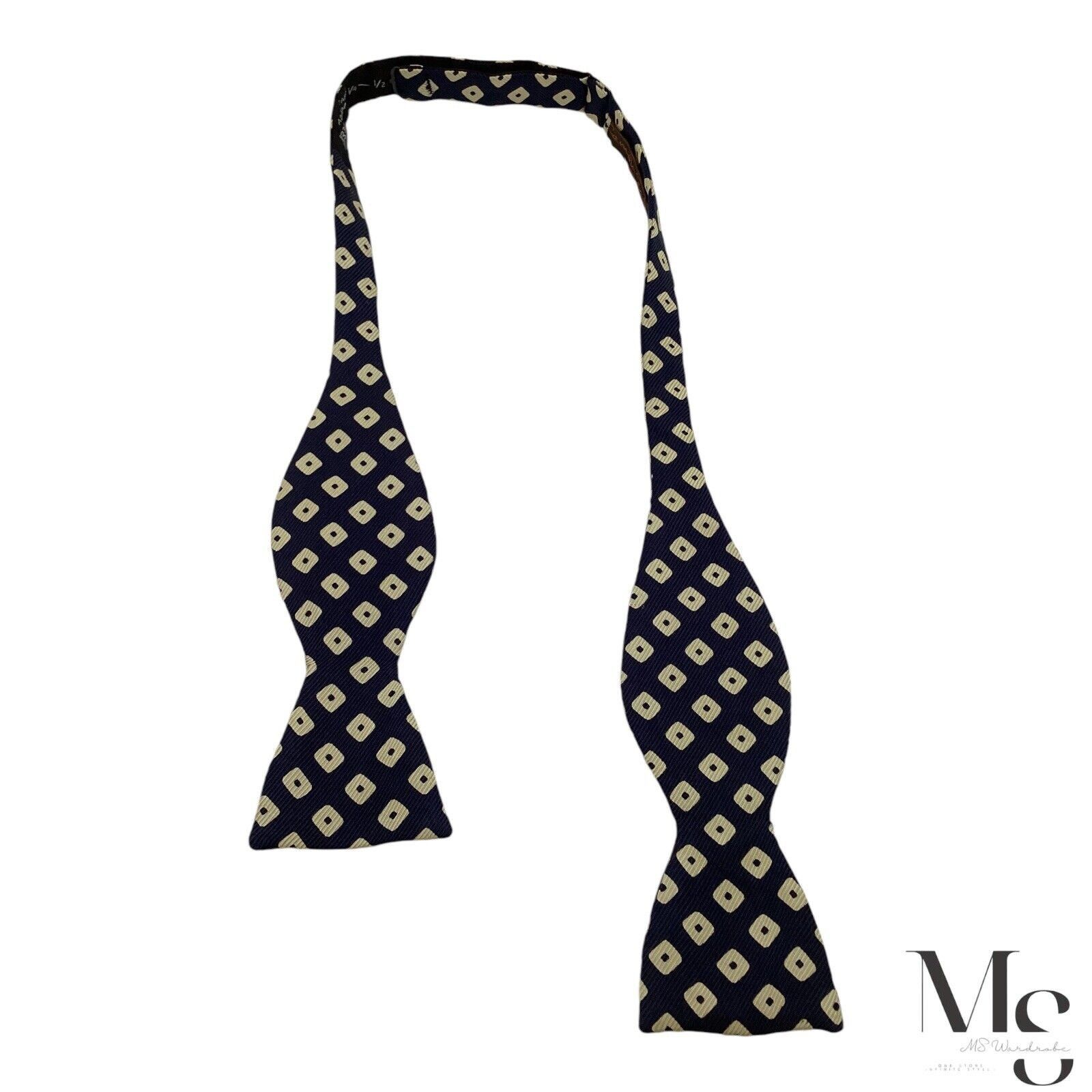 Other CAMILLA SMITH Navy Blue Geometric Adjustable Self Bow Tie Si Size ONE SIZE - 4 Thumbnail