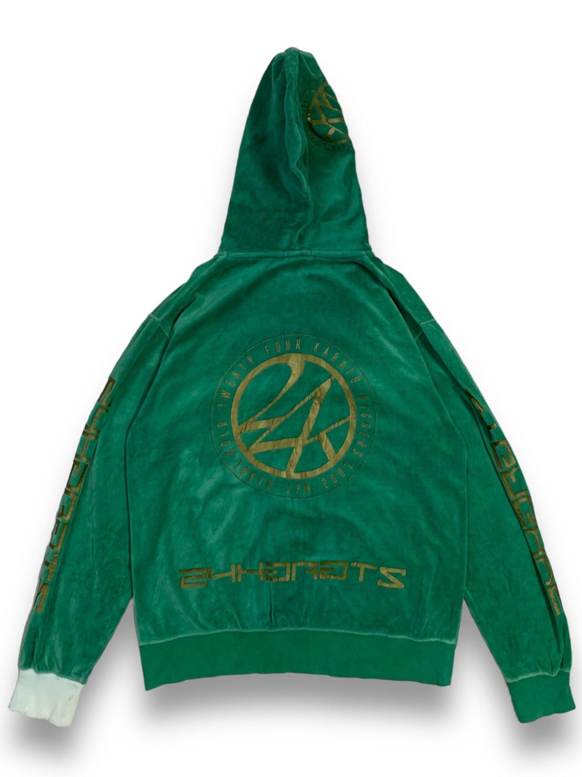 Japanese Brand Vintage 24Karats Big Logo Printed FullZip Hoodie like Bape Size US L / EU 52-54 / 3 - 3 Thumbnail
