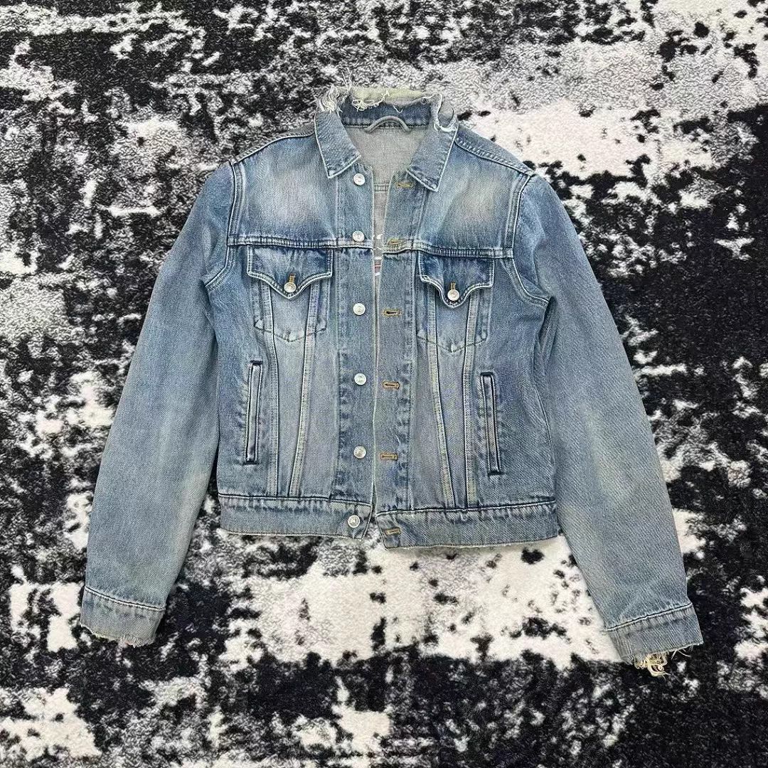 Balenciaga Balenciaga Neck Distressed Coke Denim Jacket Size M / US 6-8 / IT 42-44 - 1 Thumbnail