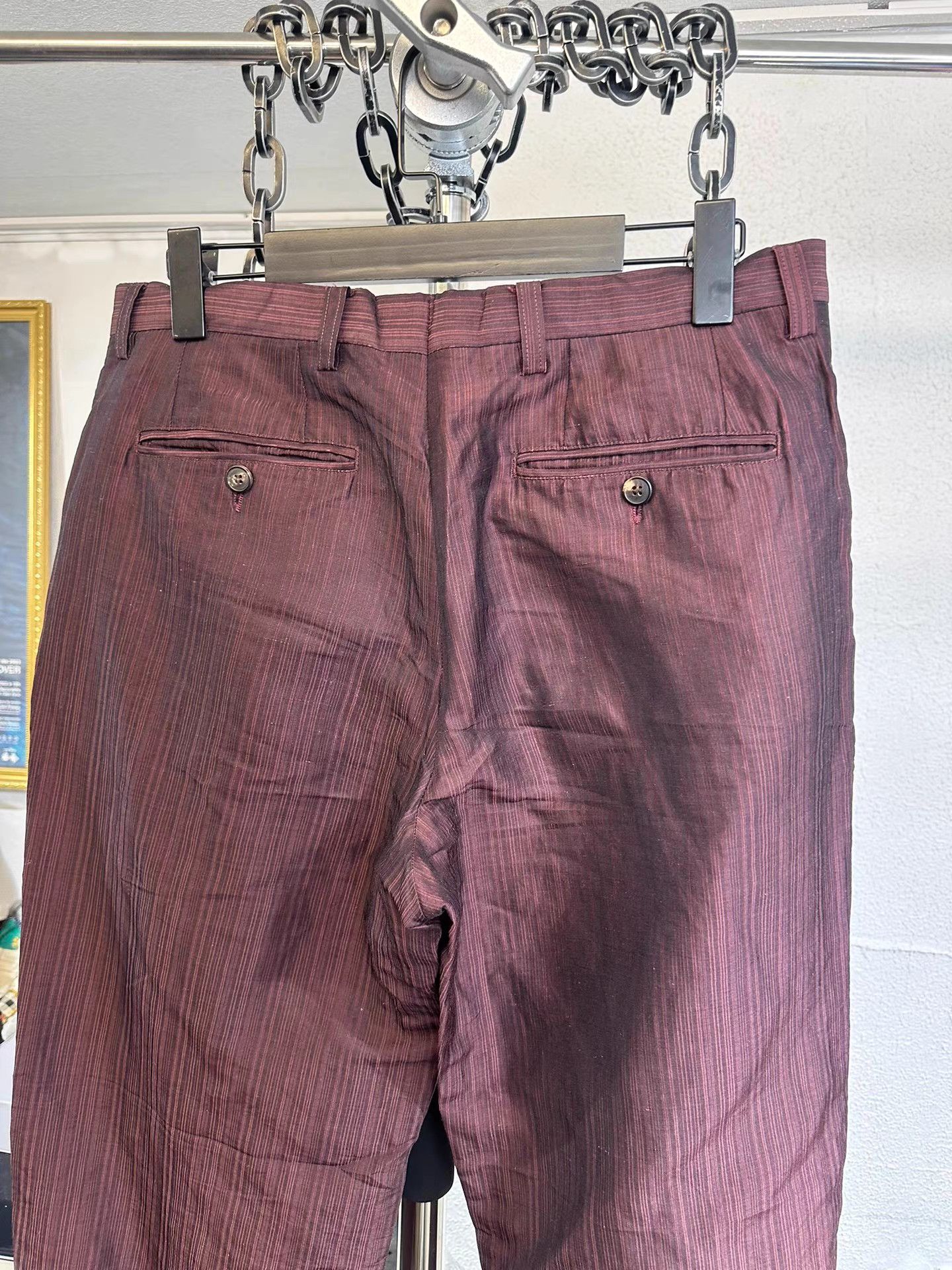 Dries Van Noten Dries van noten Linen-Silk Blend Glossy Striped Trousers K20 Size US 34 / EU 50 - 6 Thumbnail