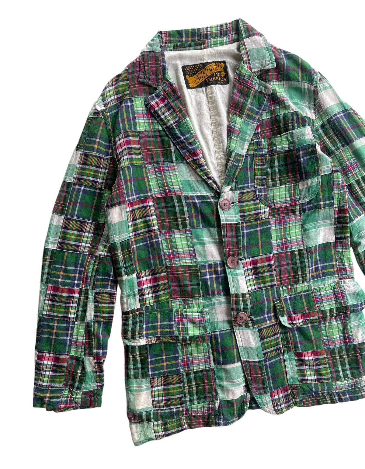Japanese Brand Multicolor Green Tartan Patchwork Jacket coat Size US M / EU 48-50 / 2 - 7 Thumbnail