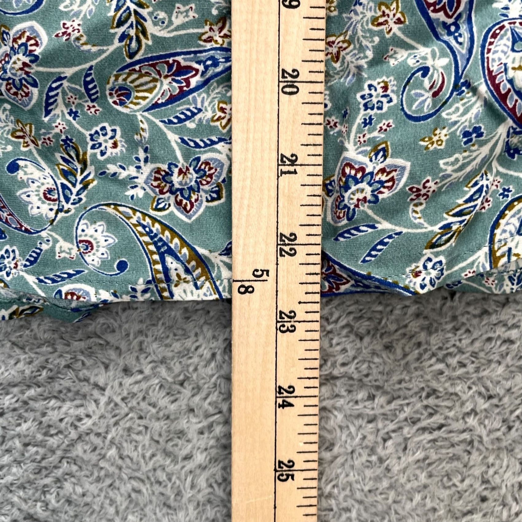 J. Jill J Jill Top Womens Petite Small Green Blouse Paisley Knit 3/4 Sleeve Round Neck Slit Easy Care Blouse Shirt Size S / US 4 / IT 40 - 6 Thumbnail