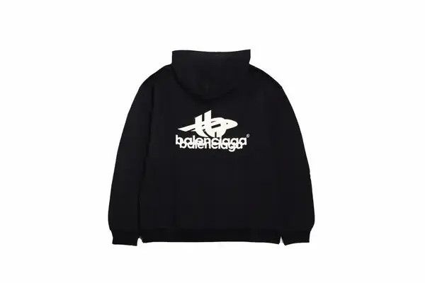 Balenciaga o1bcso1str0924 Layered Sports Hoodie Medium in Black/White Size US M / EU 48-50 / 2 - 2 Thumbnail