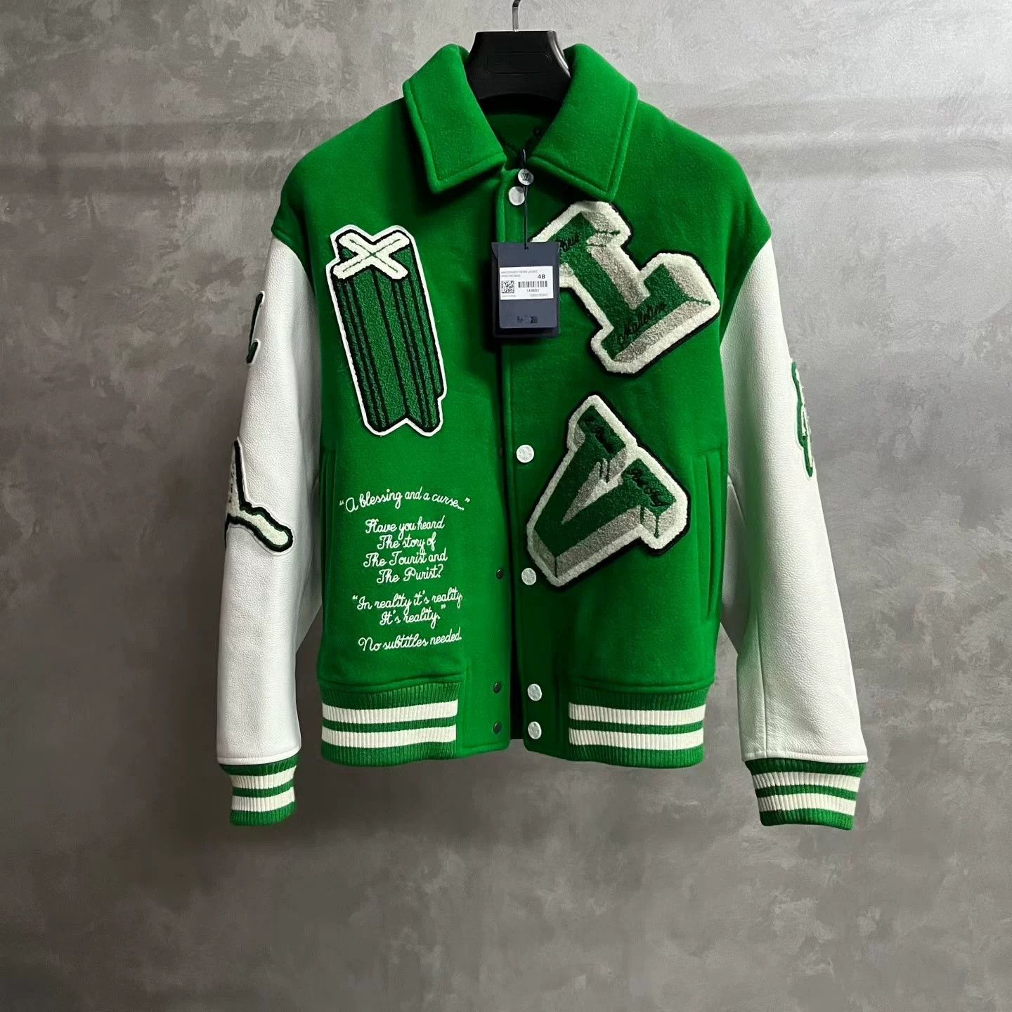 Louis Vuitton Louis Vuitton Green Letter Pattern Baseball Jacket Size US M / EU 48-50 / 2 - 1 Thumbnail
