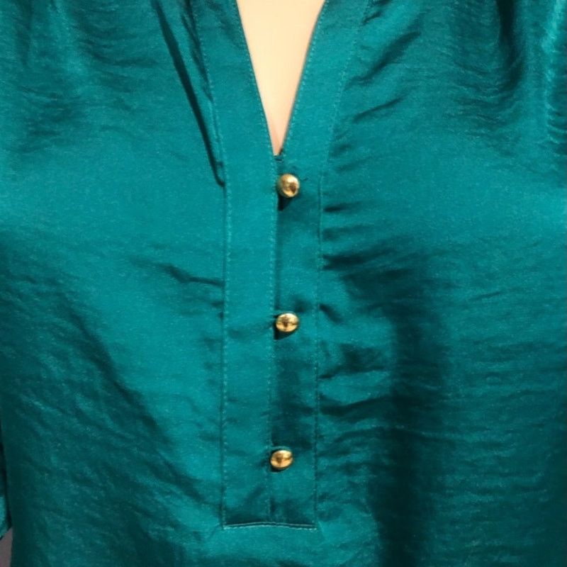 Oakton Limited The Limited Emerald Green Buttoned Down Blouse S Petite Size S / US 4 / IT 40 - 5 Thumbnail
