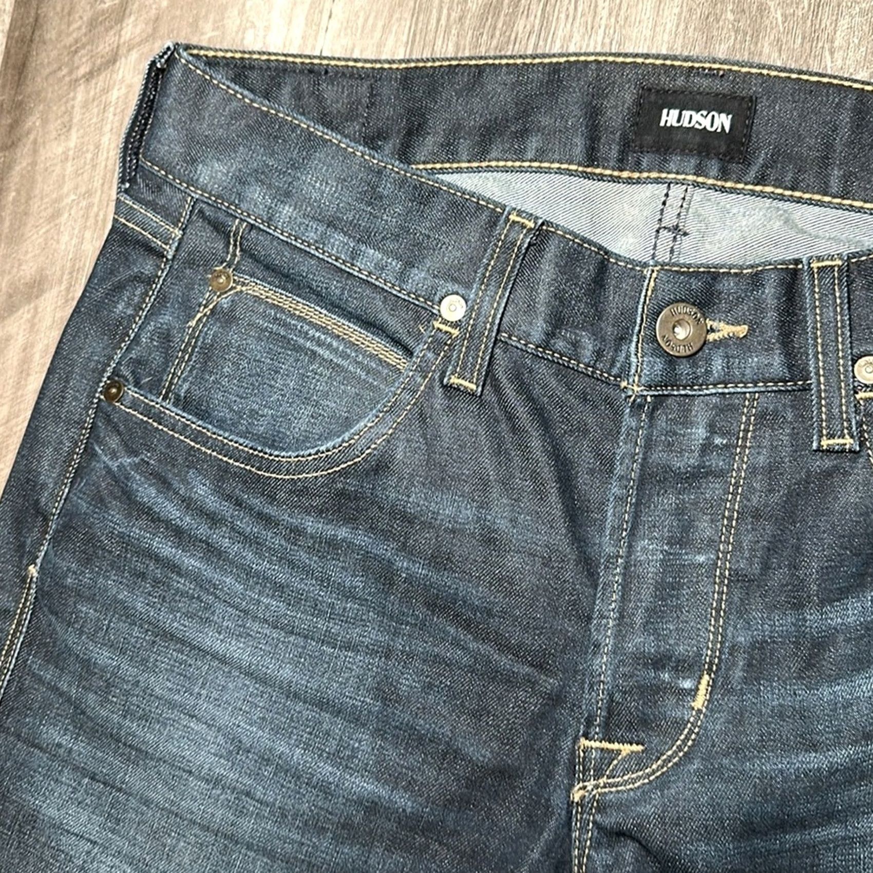 Vintage Hudson Jeans Straight Men 32 Blue Denim Jeans 28in Inseam Regular Size 32 Leather Elastane 2% (Preowned) Size US 32 / EU 48 - 6 Thumbnail