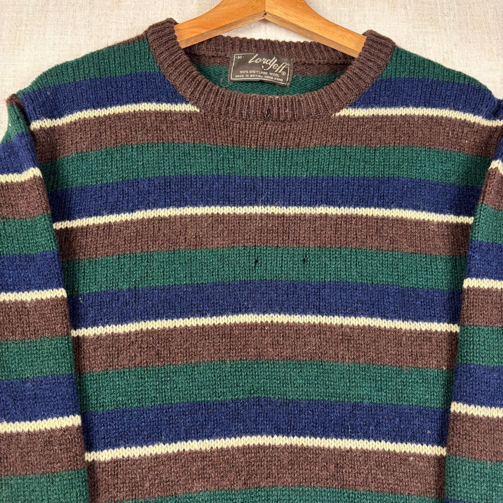 Other Vintage Lord Jeff Shetland Wool Striped Knit Medium Sweater Size US M / EU 48-50 / 2 - 2 Thumbnail