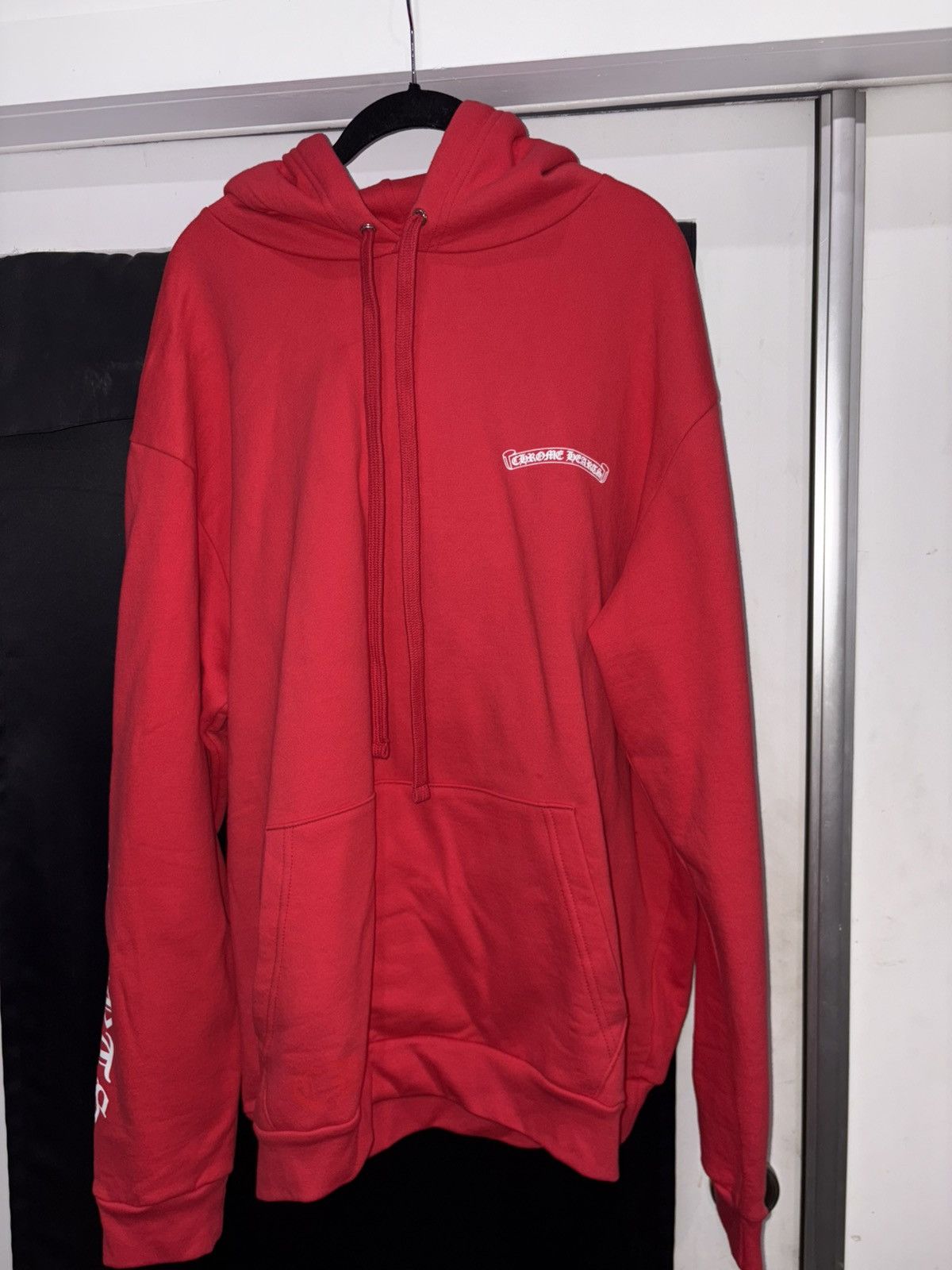 Red chrome hearts scroll hoodie
