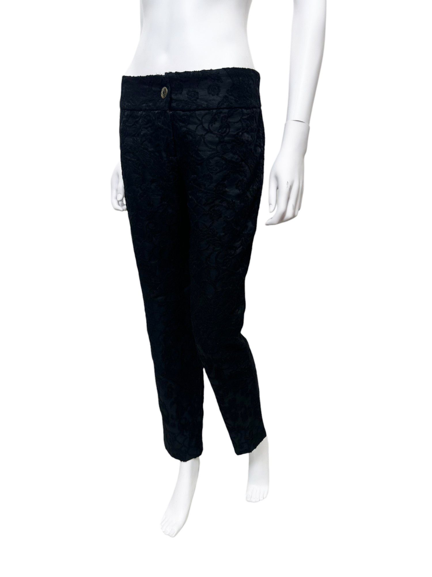 Roberto Cavalli Black Floral Knitted Mohair Pants Size 30" / US 8 / IT 44 - 2 Thumbnail