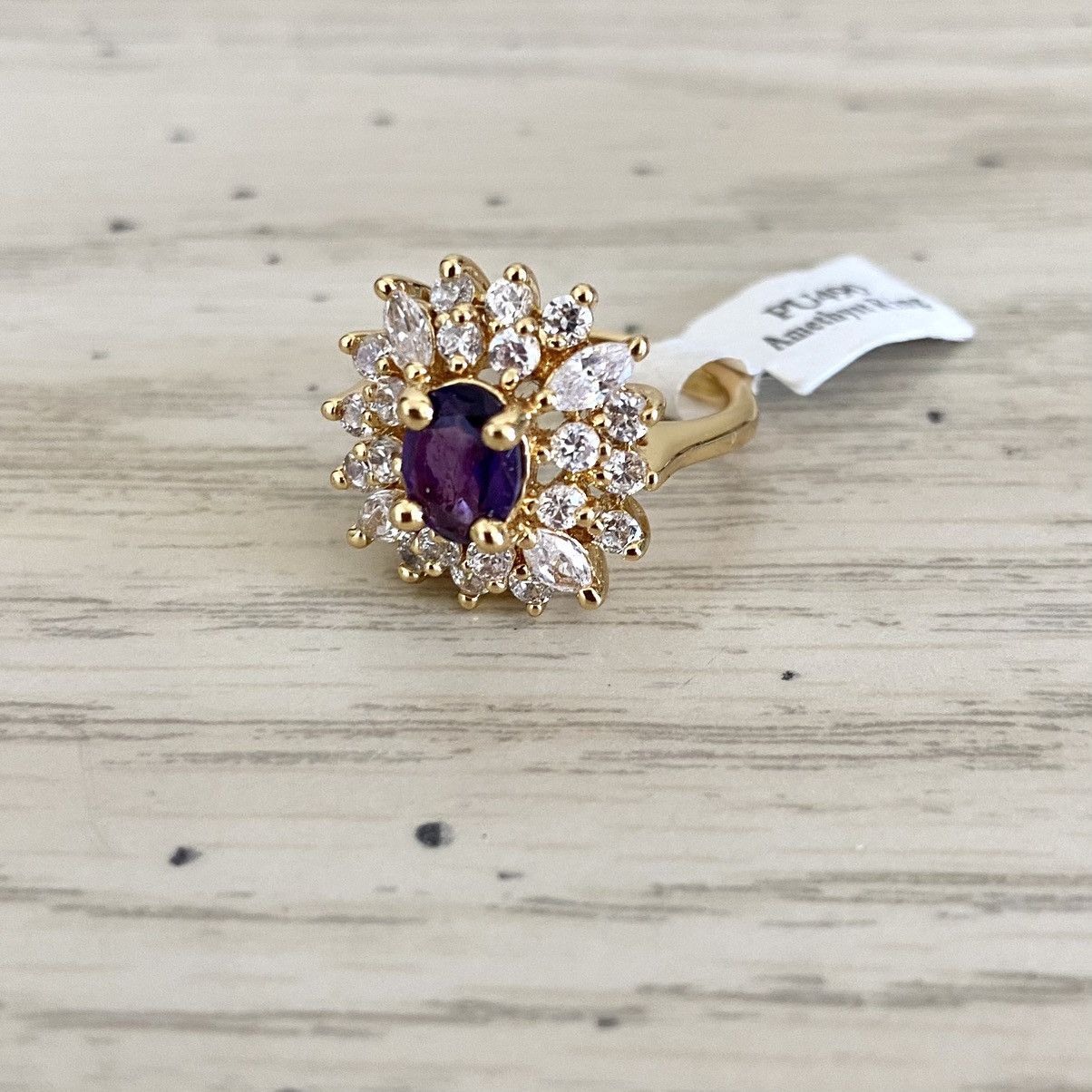 Other NWT Amethyst and Crystal Gold Tone Cocktail Ring | Size 6.5 Size ONE SIZE - 2 Thumbnail