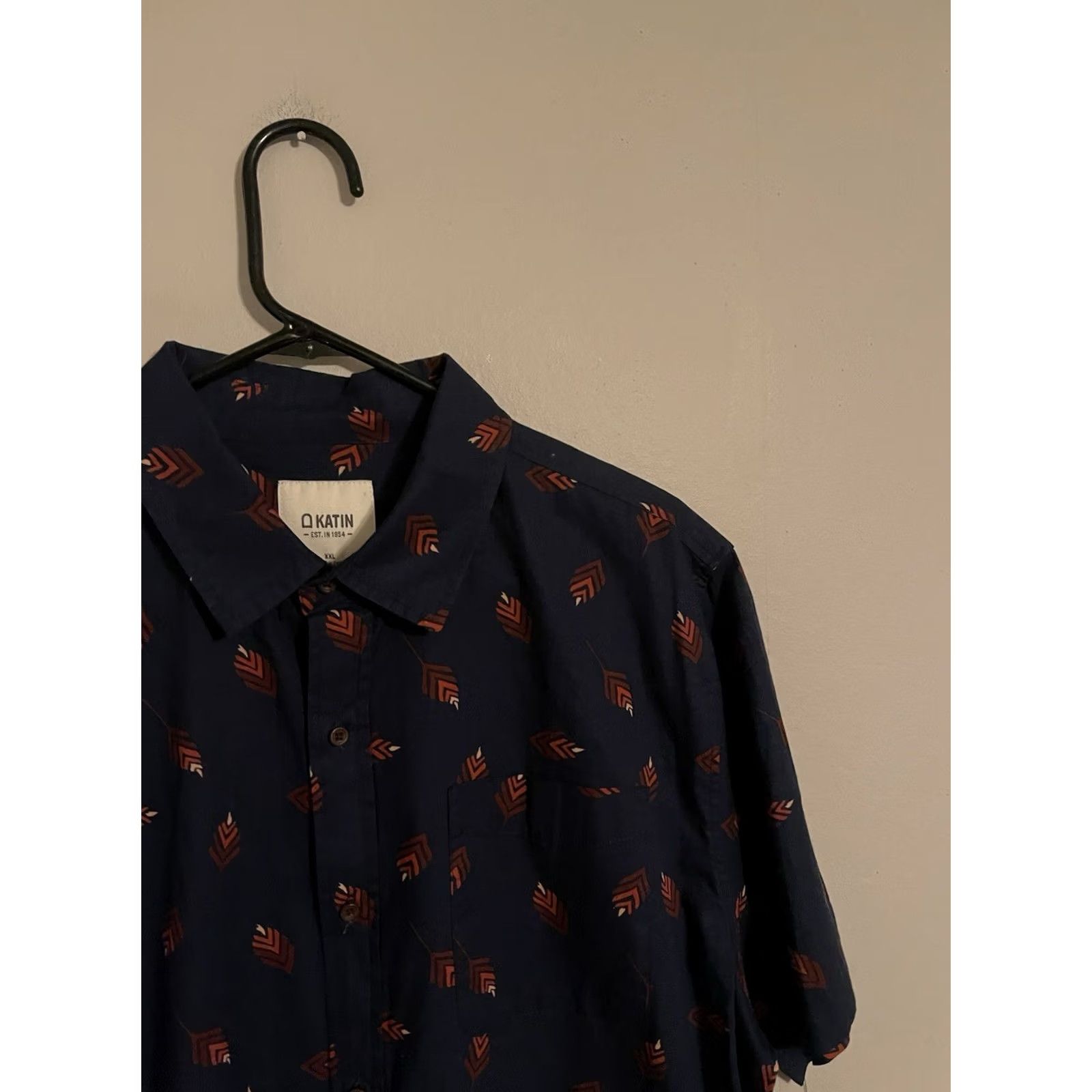 Katin Katin Navy Blue Geometric Native S/S Button Down Casual Shirt Men's 2XL Size US XXL / EU 58 / 5 - 2 Thumbnail