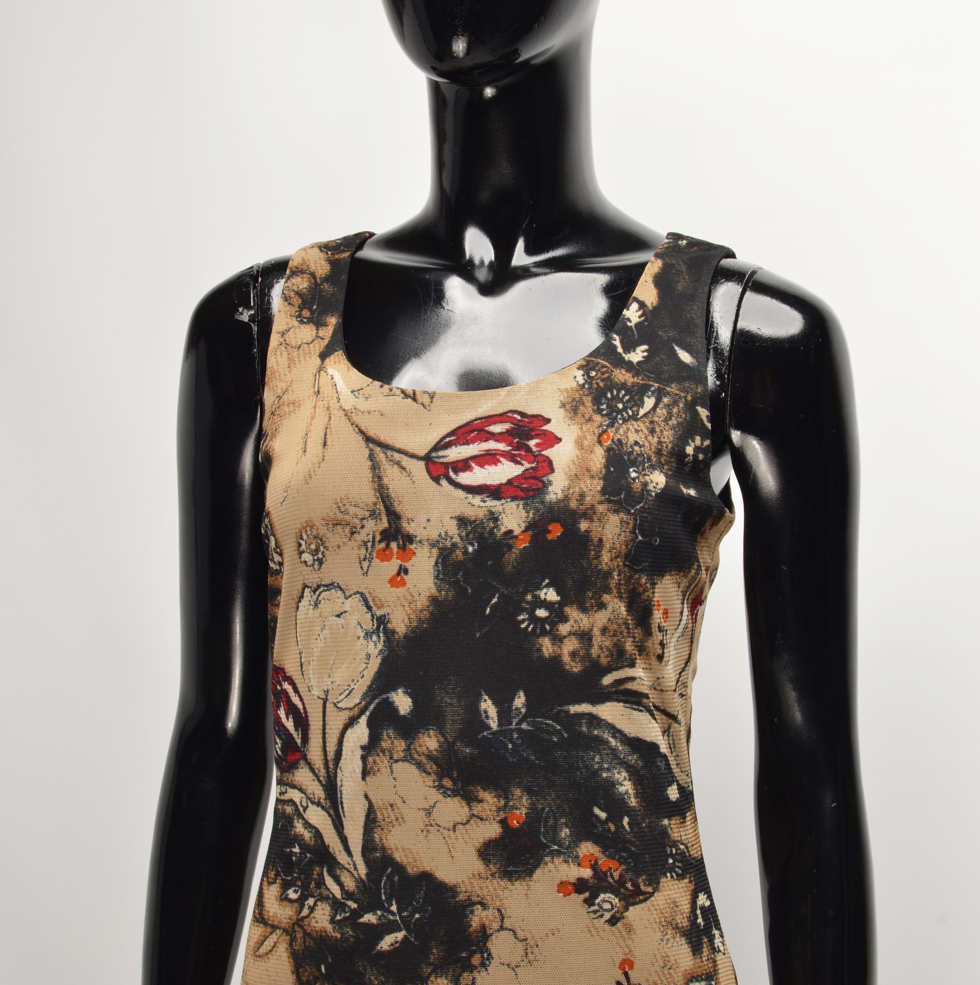 Vintage Vintage Street One Y2K Floral Mesh Bodycon Dress Size M / US 6-8 / IT 42-44 - 2 Thumbnail