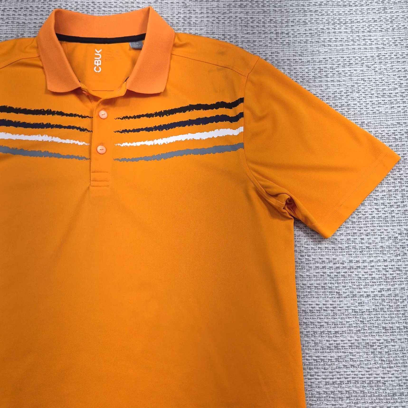Vintage CBUK Golf Polo Shirt Mens L Orange Stripe Short Sleeve Knit Performance Size US L / EU 52-54 / 3 - 2 Thumbnail