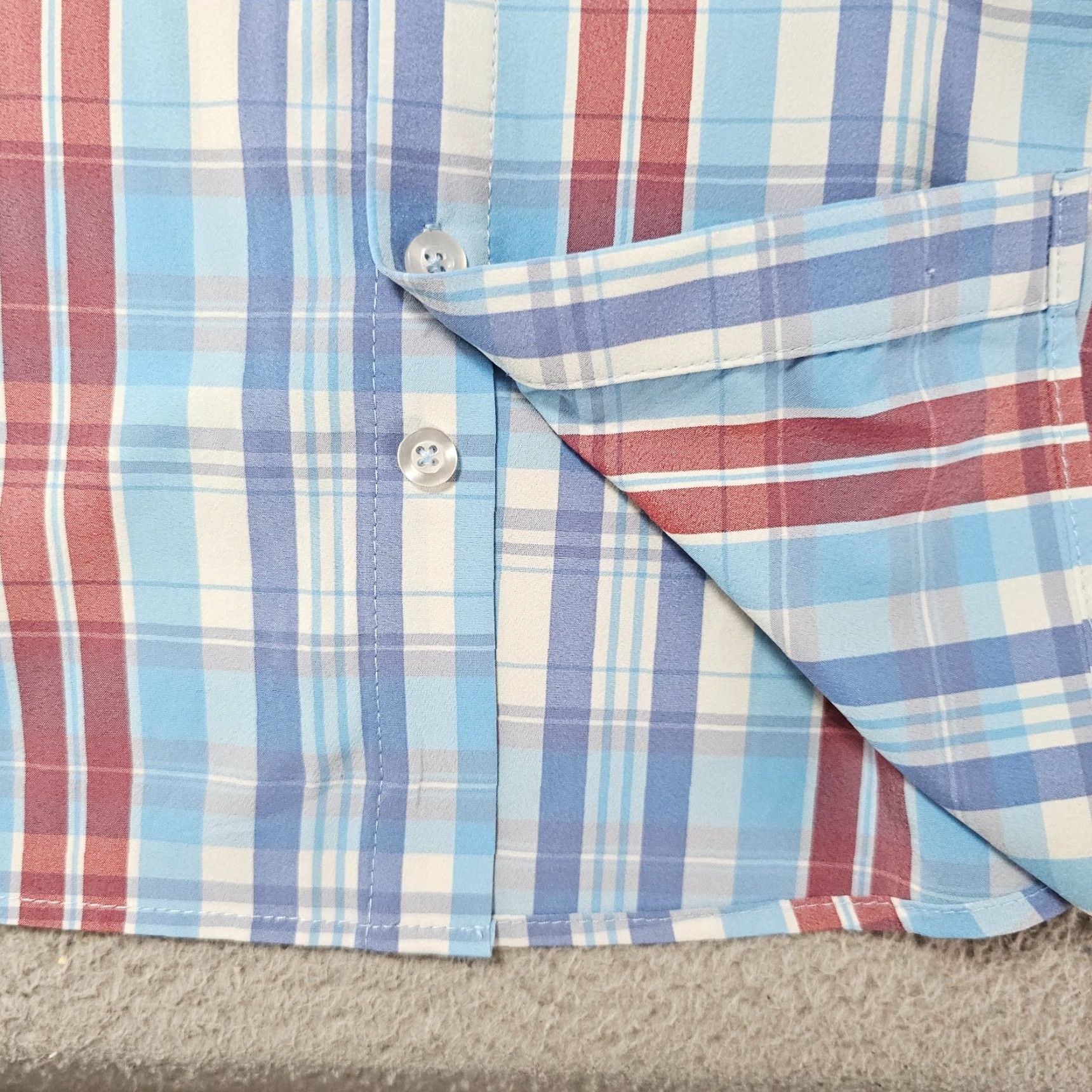 Mizzen+Main Mizzen+Main Dress Shirt Men's Large Trim Blue White Check Stretch Performance Size 42R - 6 Thumbnail