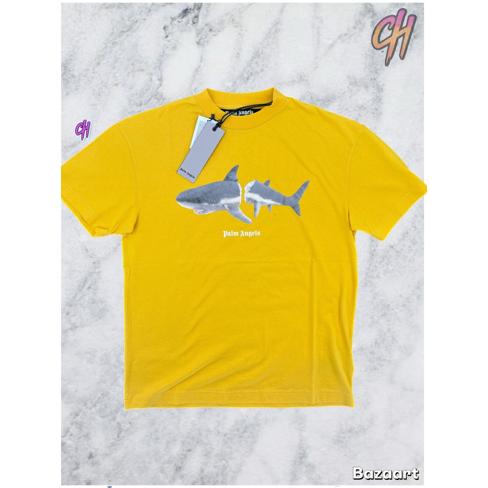 Palm Angels Palm Angels Classic Shark Design Yellow T-Shirt Size XS Size US XS / EU 42 / 0 - 1 Thumbnail