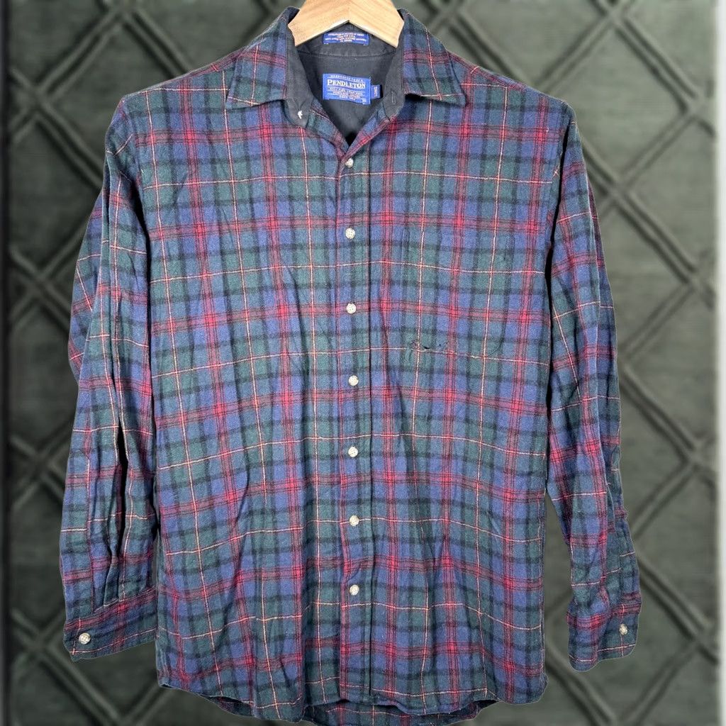 Pendleton Pendleton Shirt Long Sleeve Button-Up Plaid Virgin Wool Green/Blue Mens M Size US M / EU 48-50 / 2 - 1 Thumbnail
