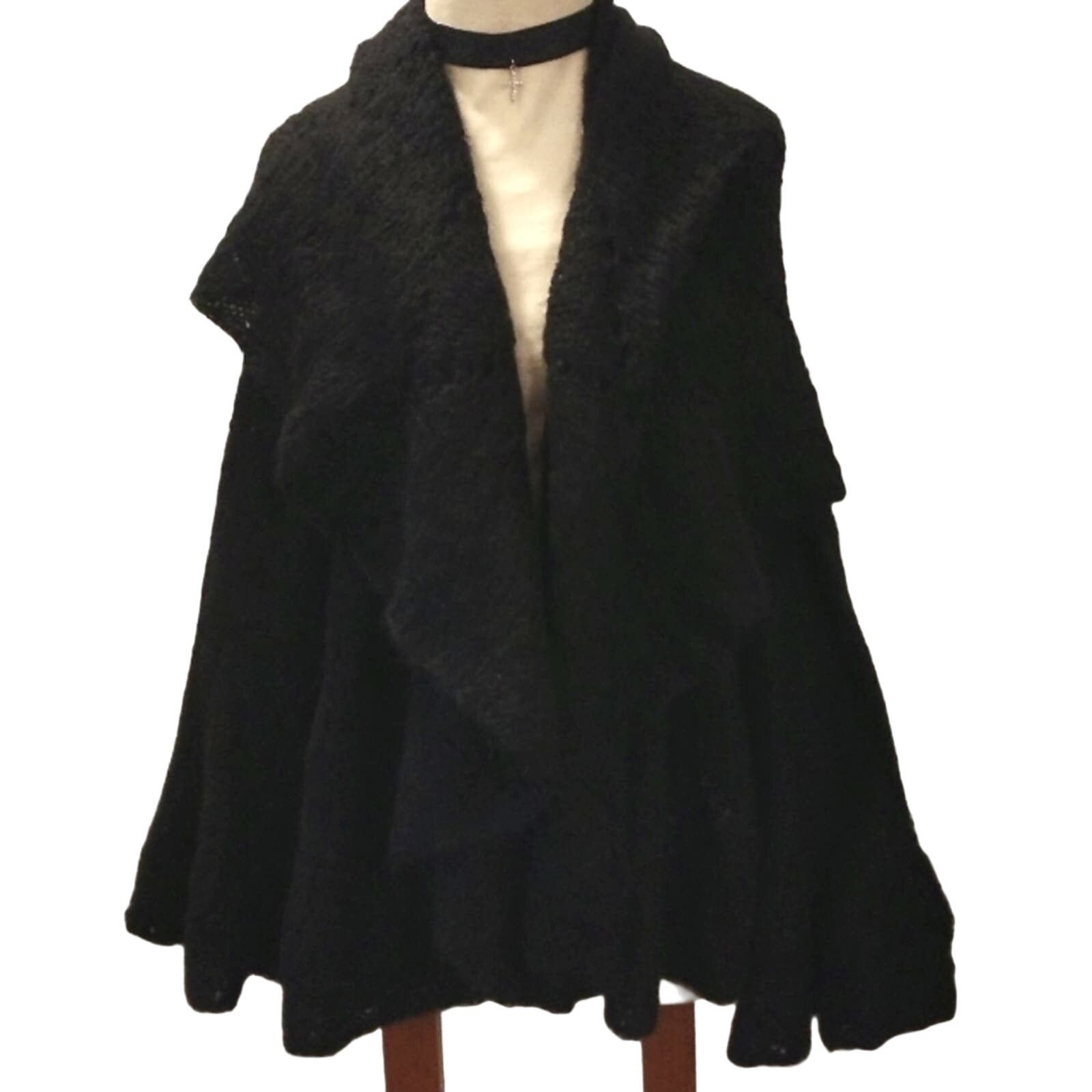 Other Simply Natural PERU SURI WOOL Cardigan Sz L BLACK Bell Boho Size M / US 6-8 / IT 42-44 - 7 Thumbnail